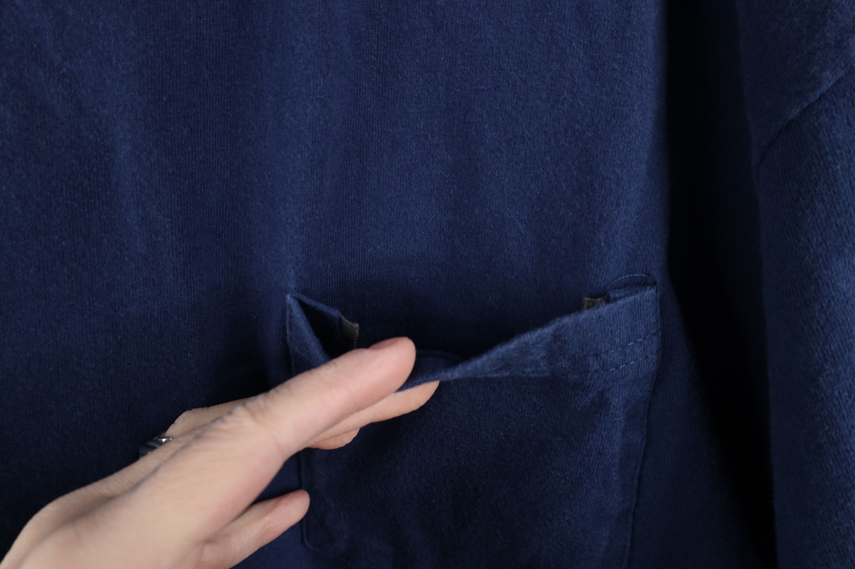 Hanes × Vintage Vintage 90s Hanes Beefy Cotton Pocket T-Shirt Navy Blue Size US XXL / EU 58 / 5 - 4 Thumbnail