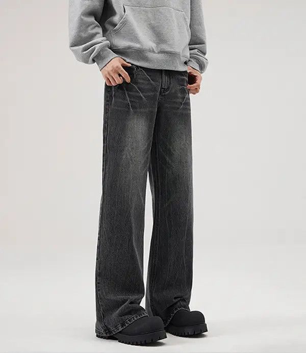 Japanese Brand Lightning Pattern Black Vintage Loose Bootcut Jeans Size US 32 / EU 48 - 6 Thumbnail
