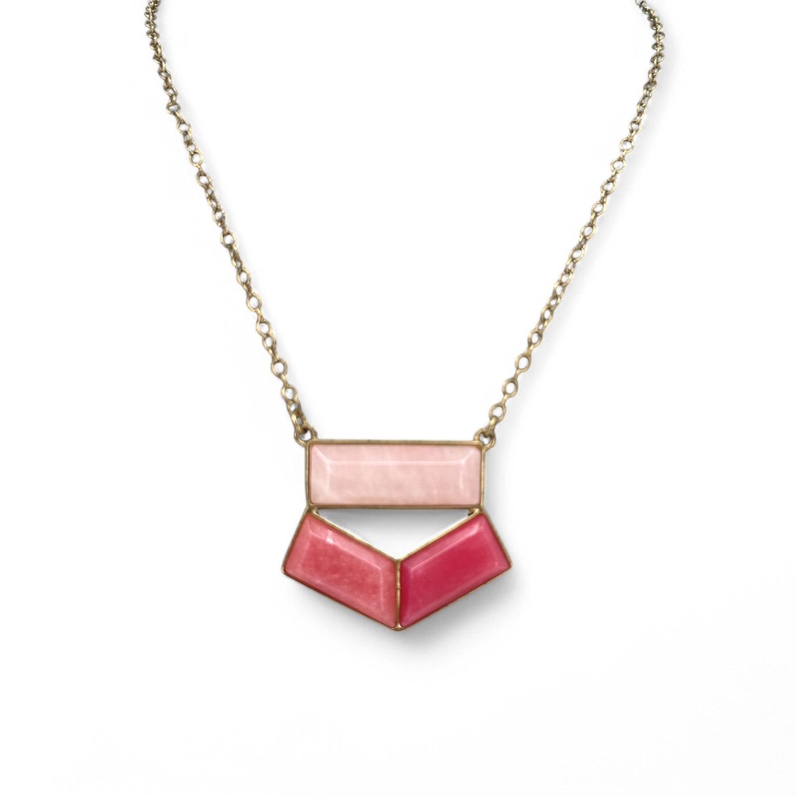 Loft LOFT Necklace Pink Geometric Pendant Color Block Ann Taylor Size ONE SIZE - 1 Thumbnail