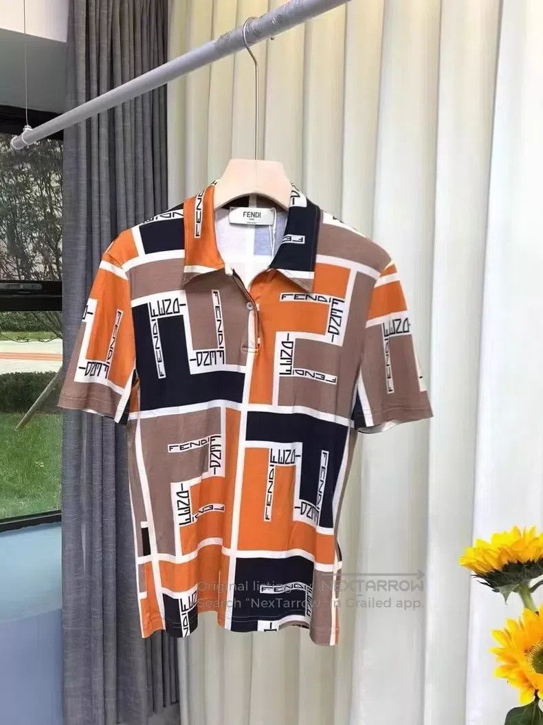 Fendi Fendi Geometric Printed Polo Shirt Size L / US 10 / IT 46 - 1 Thumbnail