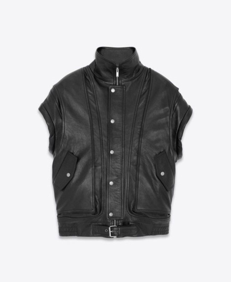 Saint Laurent Paris 🔥$8K VALUE🔥Oversized Leather Bomber Jacket Vest Size XS / US 0-2 / IT 36-38 - 3 Thumbnail