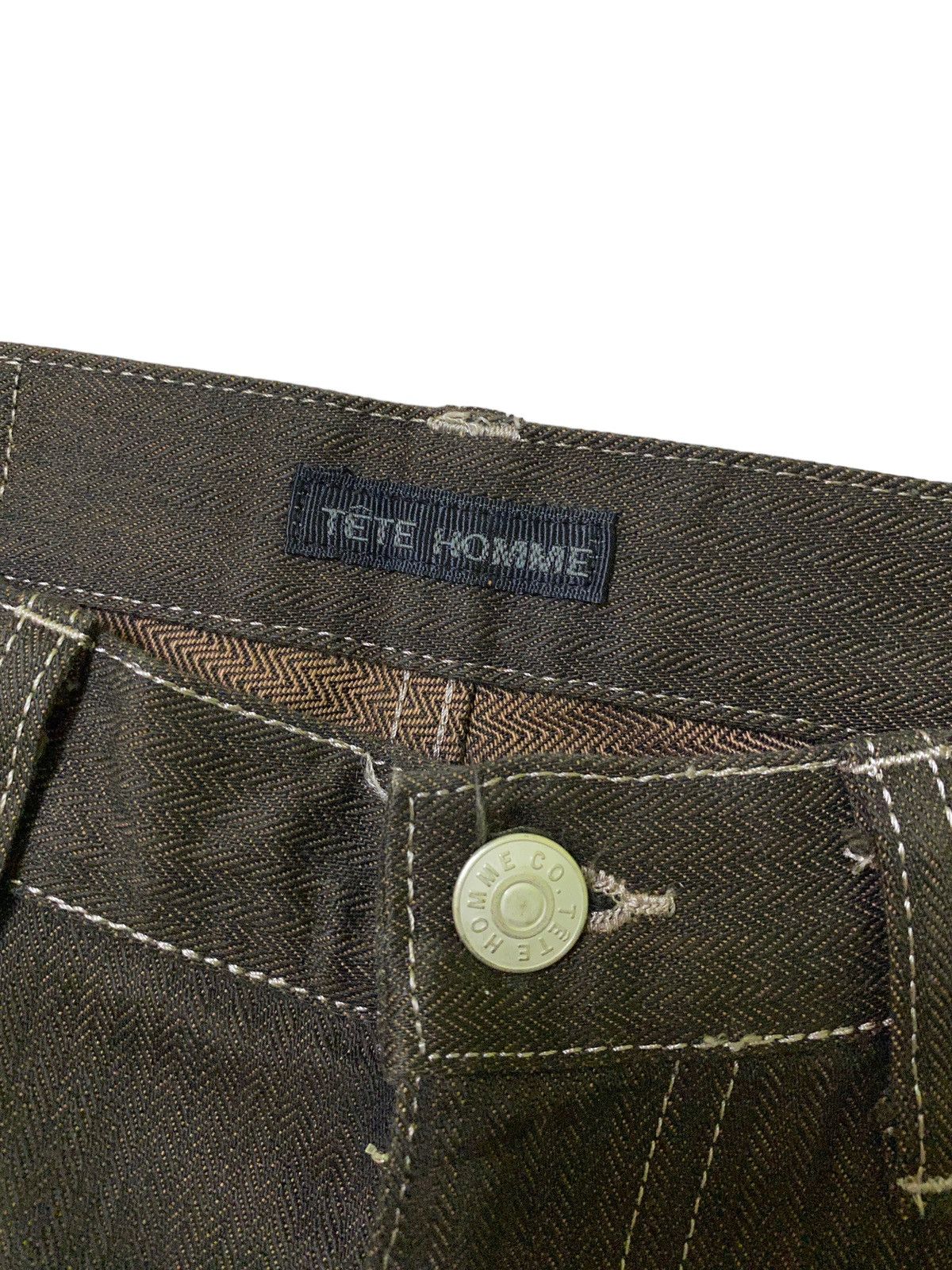 Tete Homme Vintage TETE HOMME Striped Brown Denim Pant Size US 28 / EU 44 - 7 Thumbnail