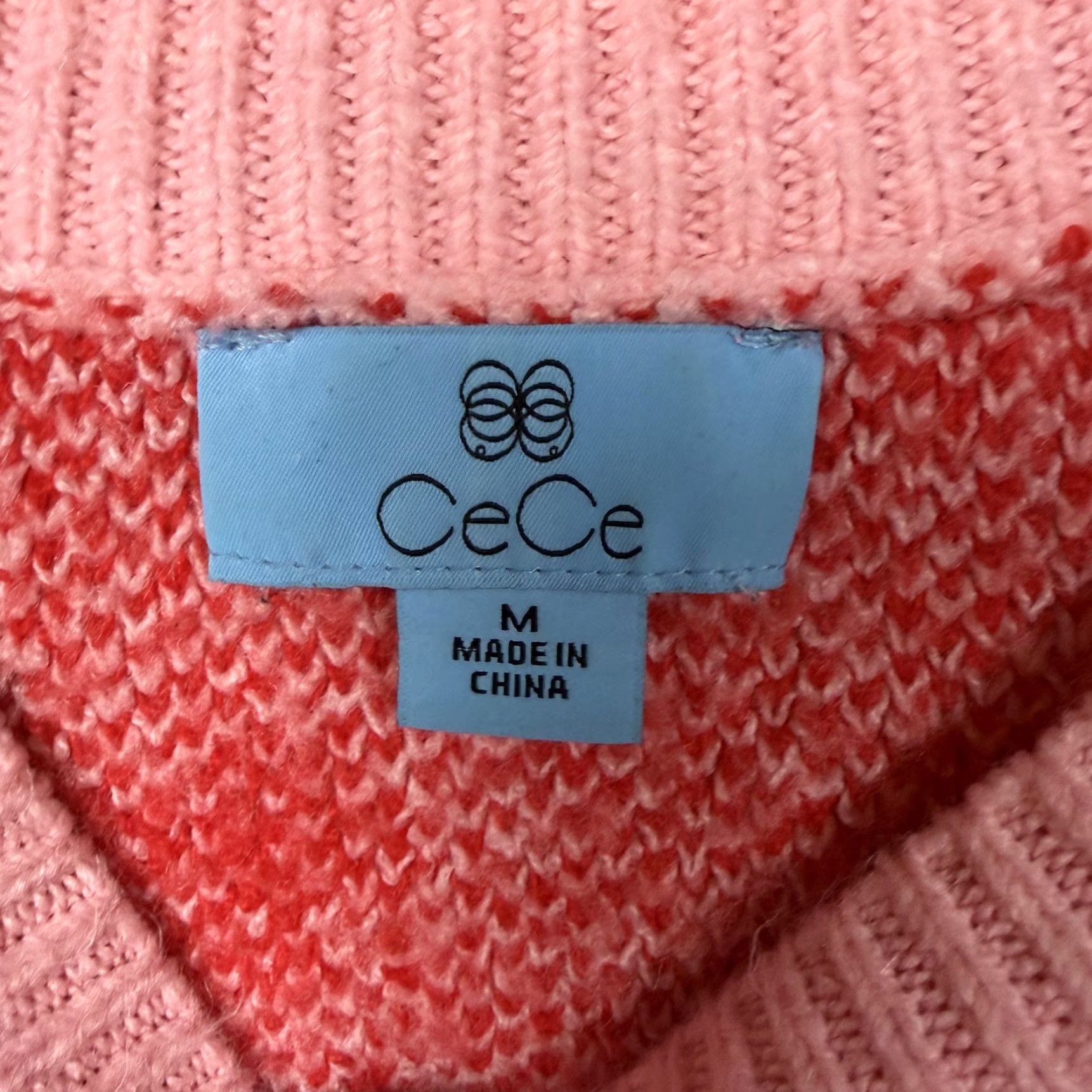 Vintage CeCe Sweater Women M Pink Red Heart Print Knit Crew Neck Long Sleeve Pullover Casual Retro Preppy Lovercore Vintage No Size M / US 6-8 / IT 42-44 - 5 Thumbnail