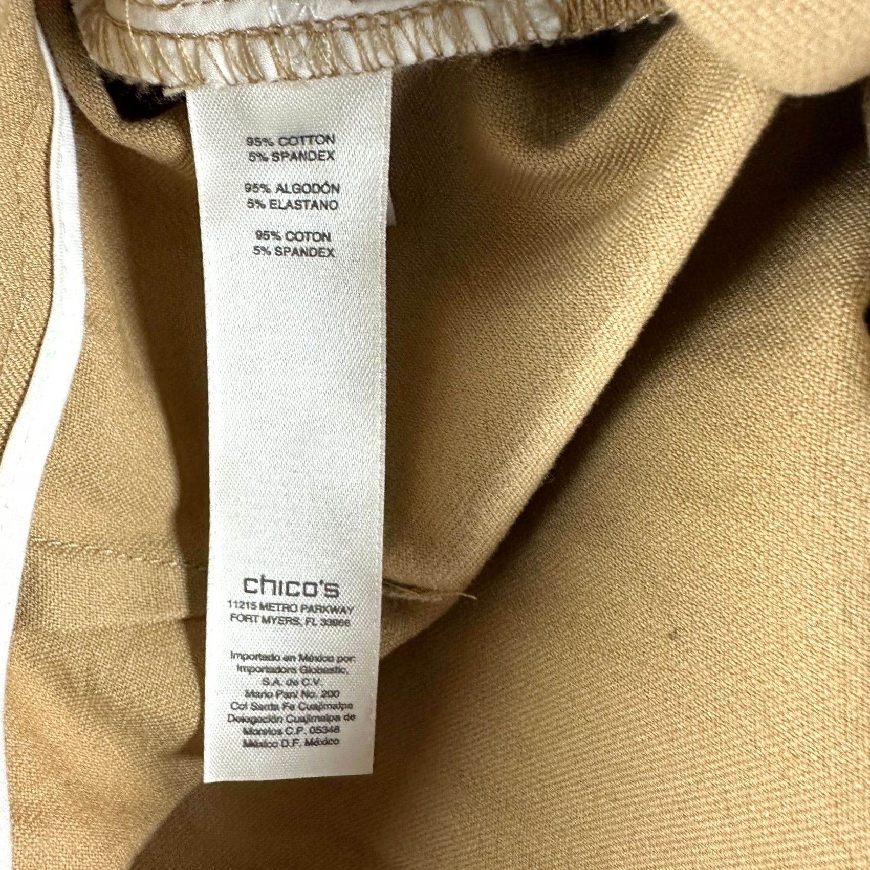 Vintage Chicos Fabulously Slimming Pants Womens 10 Short Flat Front Straight Leg Tan Brown Stretch Chino Size 32" / US 10 / IT 46 - 5 Thumbnail