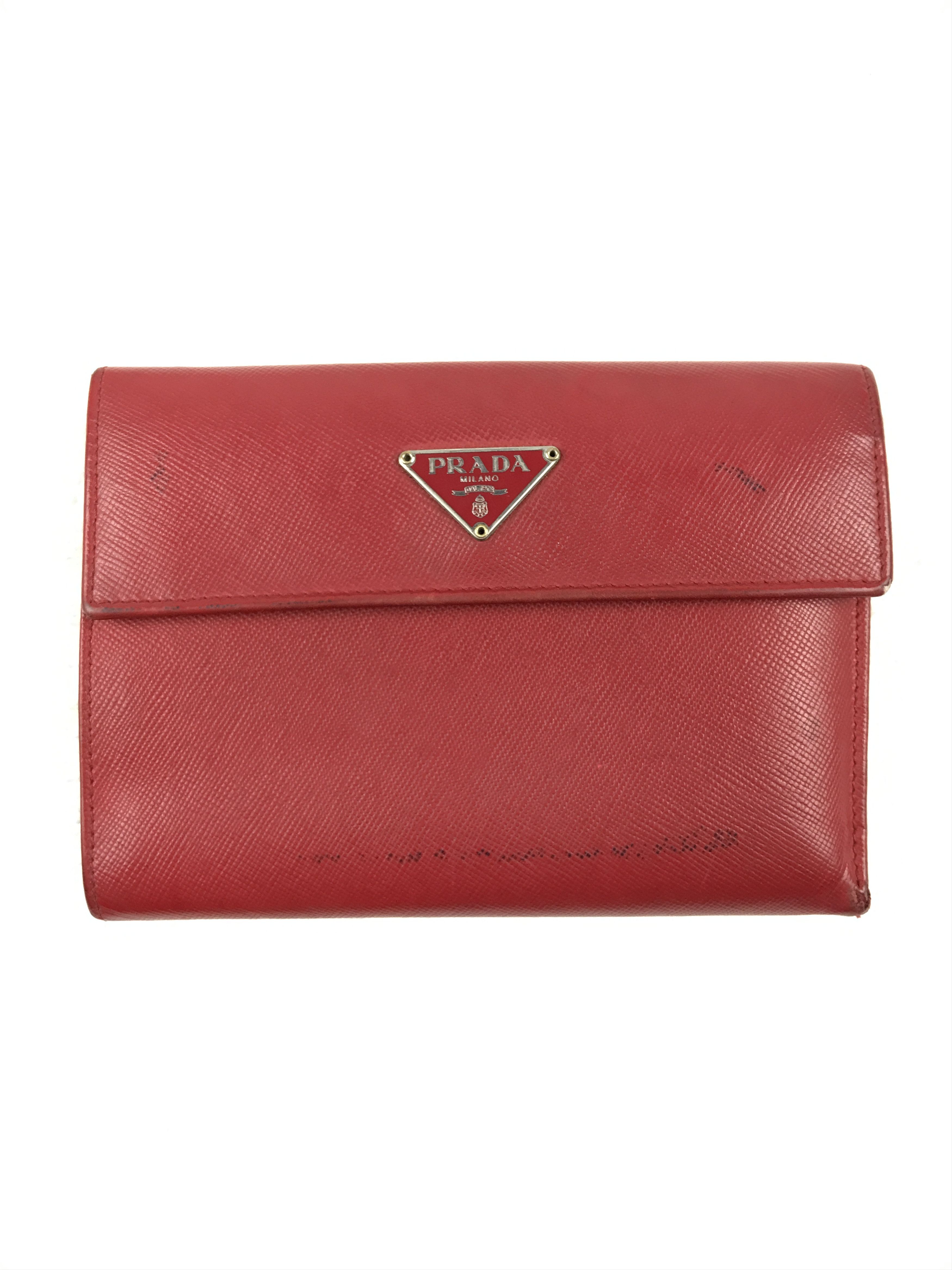 Prada × Vintage Vintage Prada Red Logo Trifold Wallet Size ONE SIZE - 1 Thumbnail