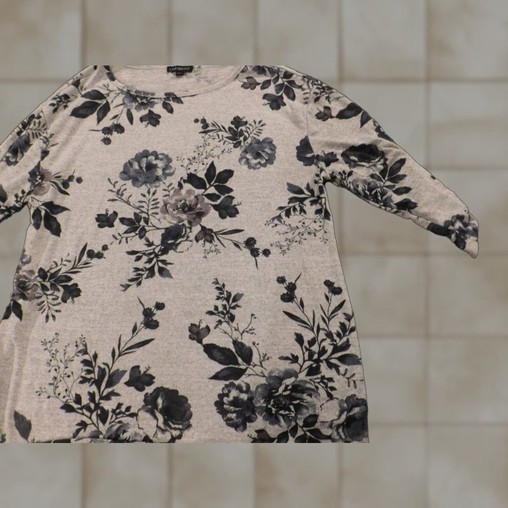 Vintage Lane Bryant Blouse Shirt Womens 14 Gray Floral Knit Pleated Long Sleeve Collared Pullover Casual Regular Size 14 Womens Gray Size XL / US 12-14 / IT 48-50 - 1 Thumbnail