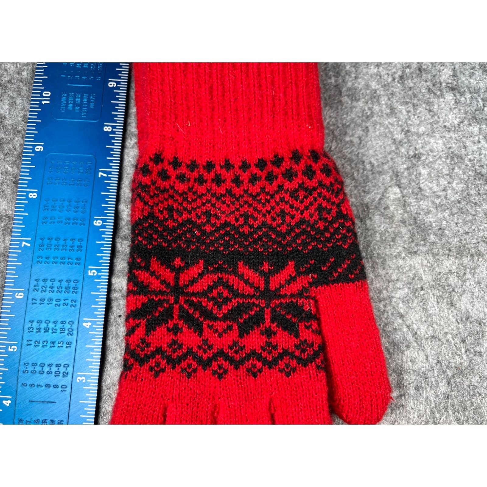 Vintage Juncture Mens Gloves One Size Red Polyester Blend Fair Isle Stretch Winter Ski Size ONE SIZE - 5 Thumbnail