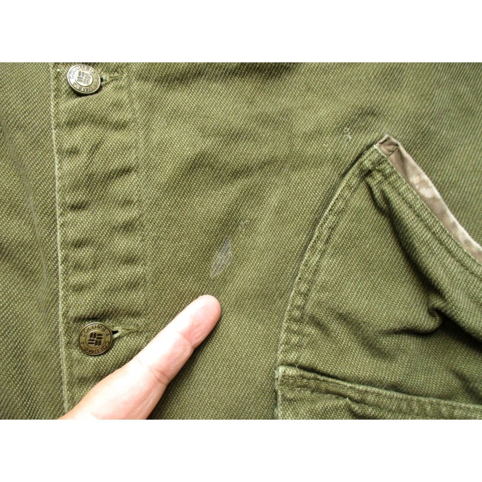 Vintage Columbia Jacket Mens Large Green Canvas Chore Field Snap Front Lined Workwear Size US L / EU 52-54 / 3 - 3 Thumbnail