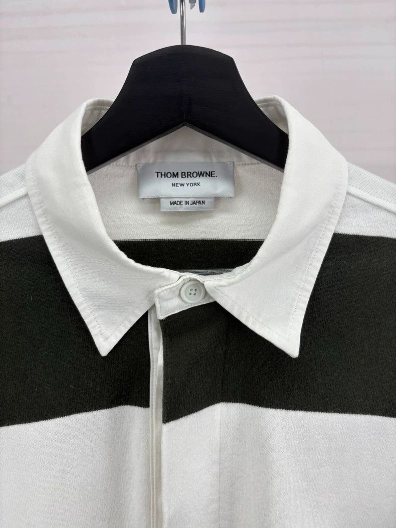 Thom Browne Thom Browne White and green four stripes Polo Size US L / EU 52-54 / 3 - 3 Thumbnail