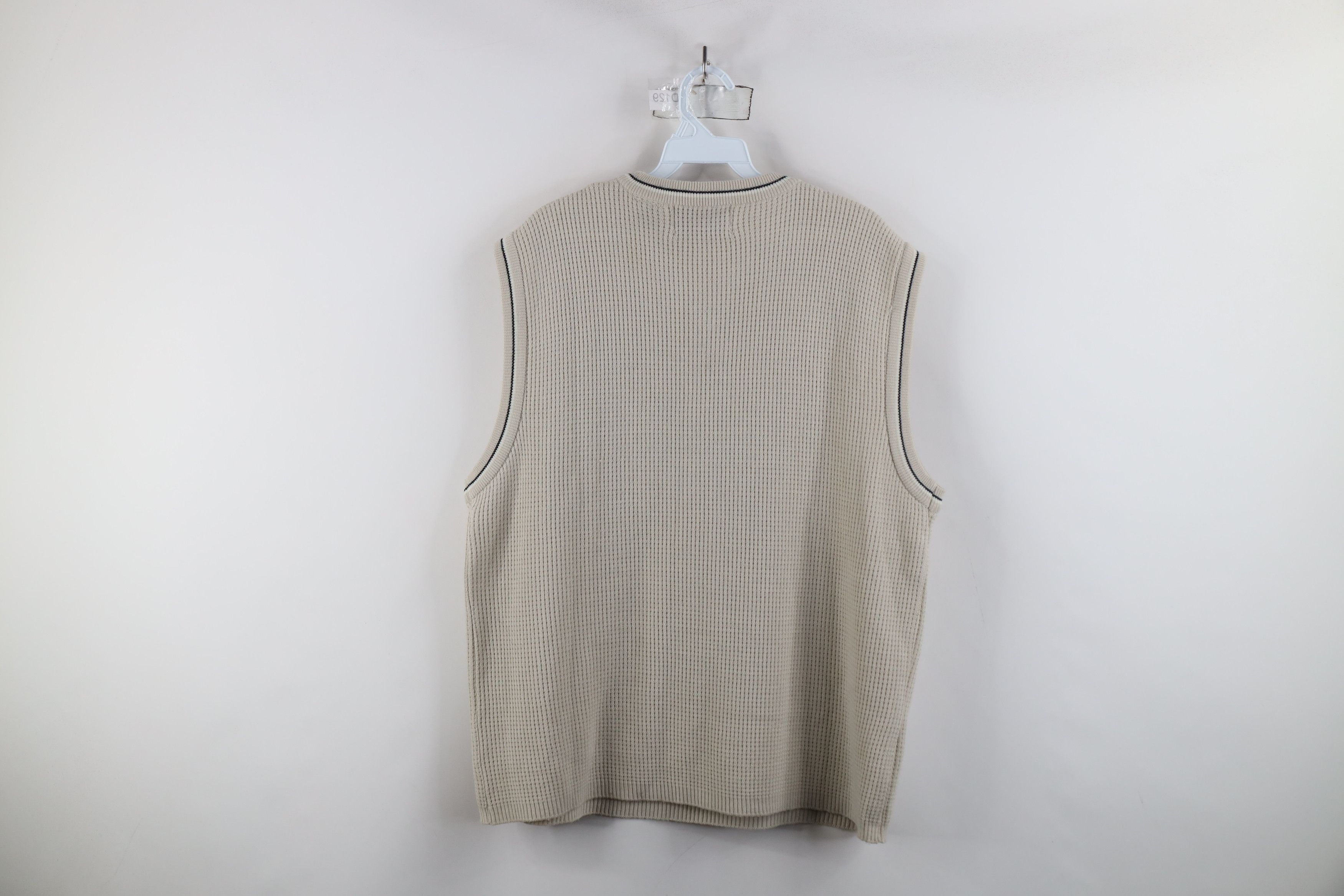 Vintage Vintage 90s Streetwear Ribbed Knit Sweater Vest Beige Size US L / EU 52-54 / 3 - 10 Thumbnail