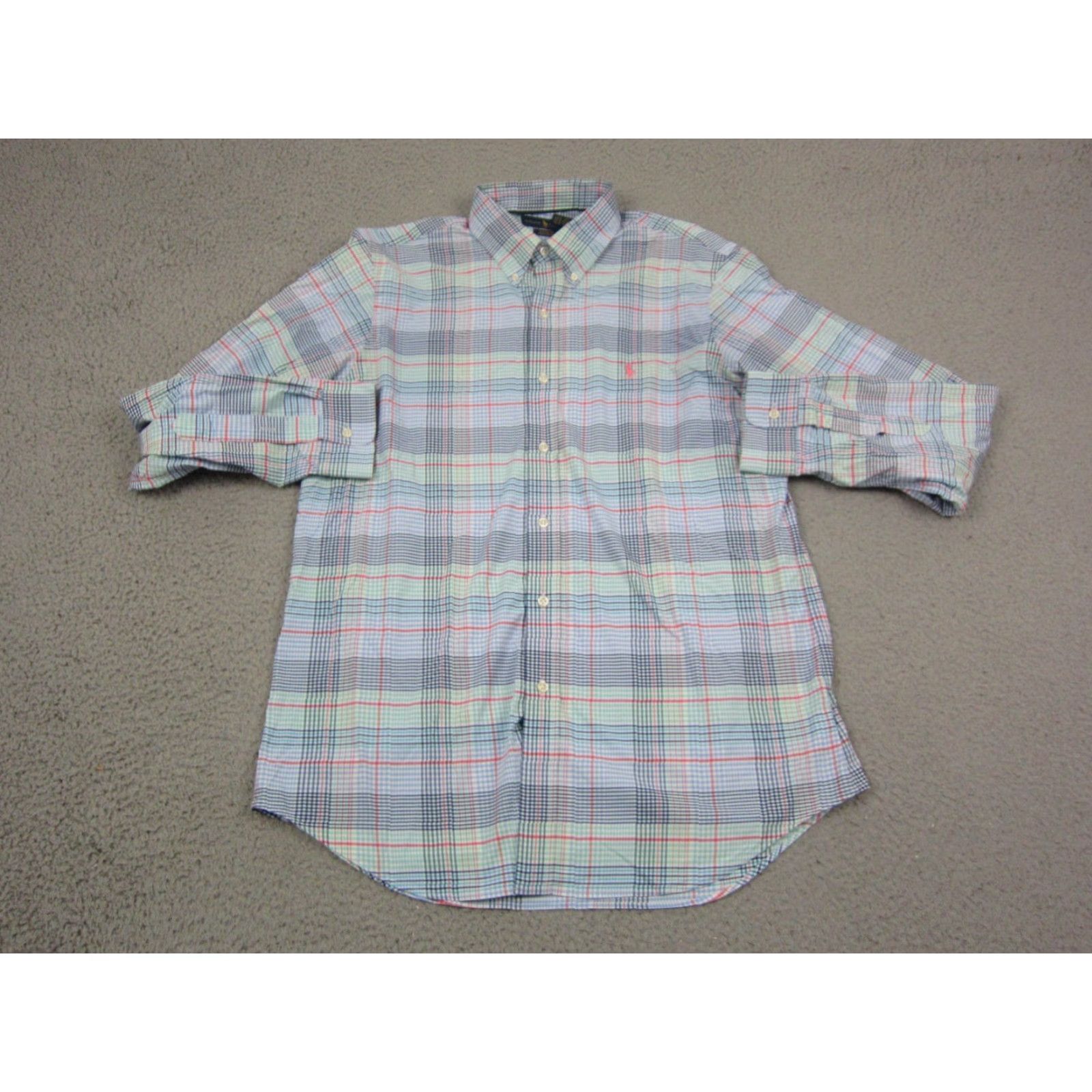 Ralph Lauren Ralph Lauren Shirt Mens Large Blue Green Pink Pony Check Poly Nylon Performance Shirt Button-Up Collared Classic Logo Size US L / EU 52-54 / 3 - 2 Thumbnail