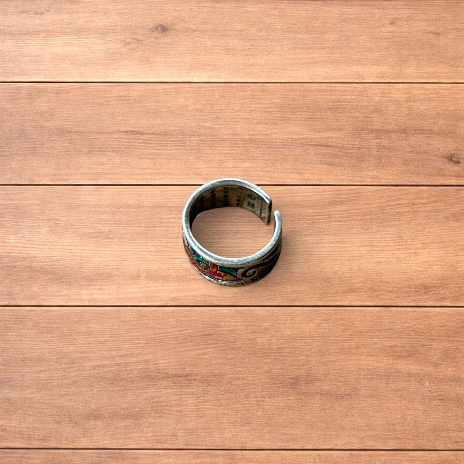 Japanese Brand Vintage style stainless steel retro fish ring in silver. Size ONE SIZE - 6 Thumbnail