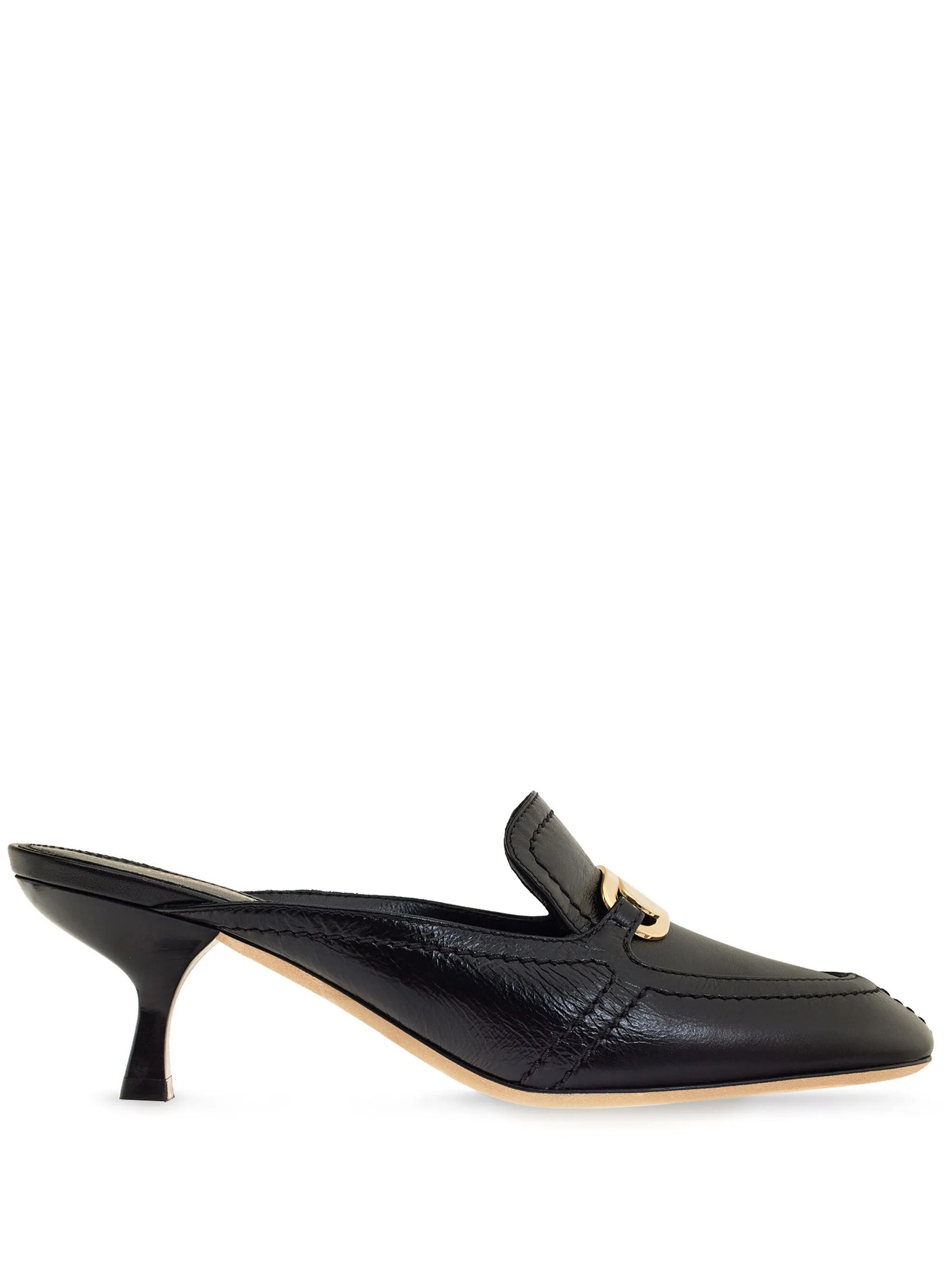 Salvatore Ferragamo o1s1rm0126 Crocodile-effect Leather Mules in Black Size US 10 / IT 40 - 1 Thumbnail