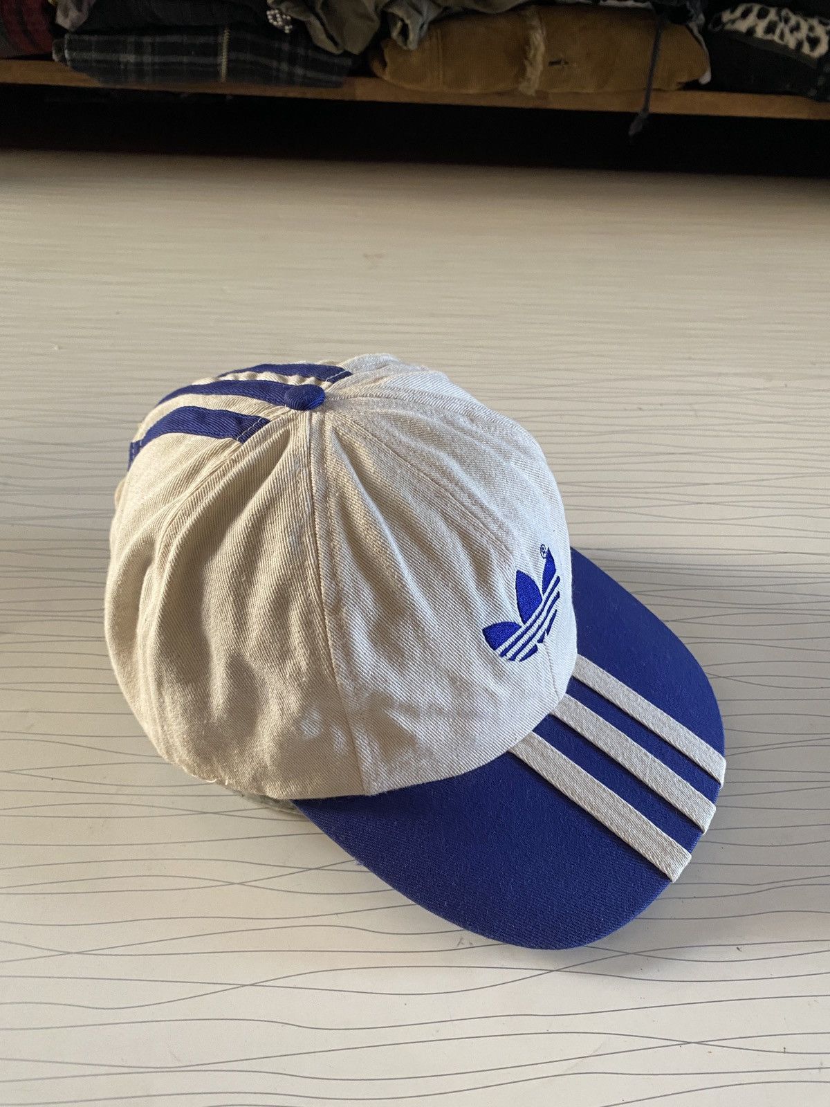 Adidas Vintage Adidas White Blue Cap Hat Size ONE SIZE - 4 Thumbnail