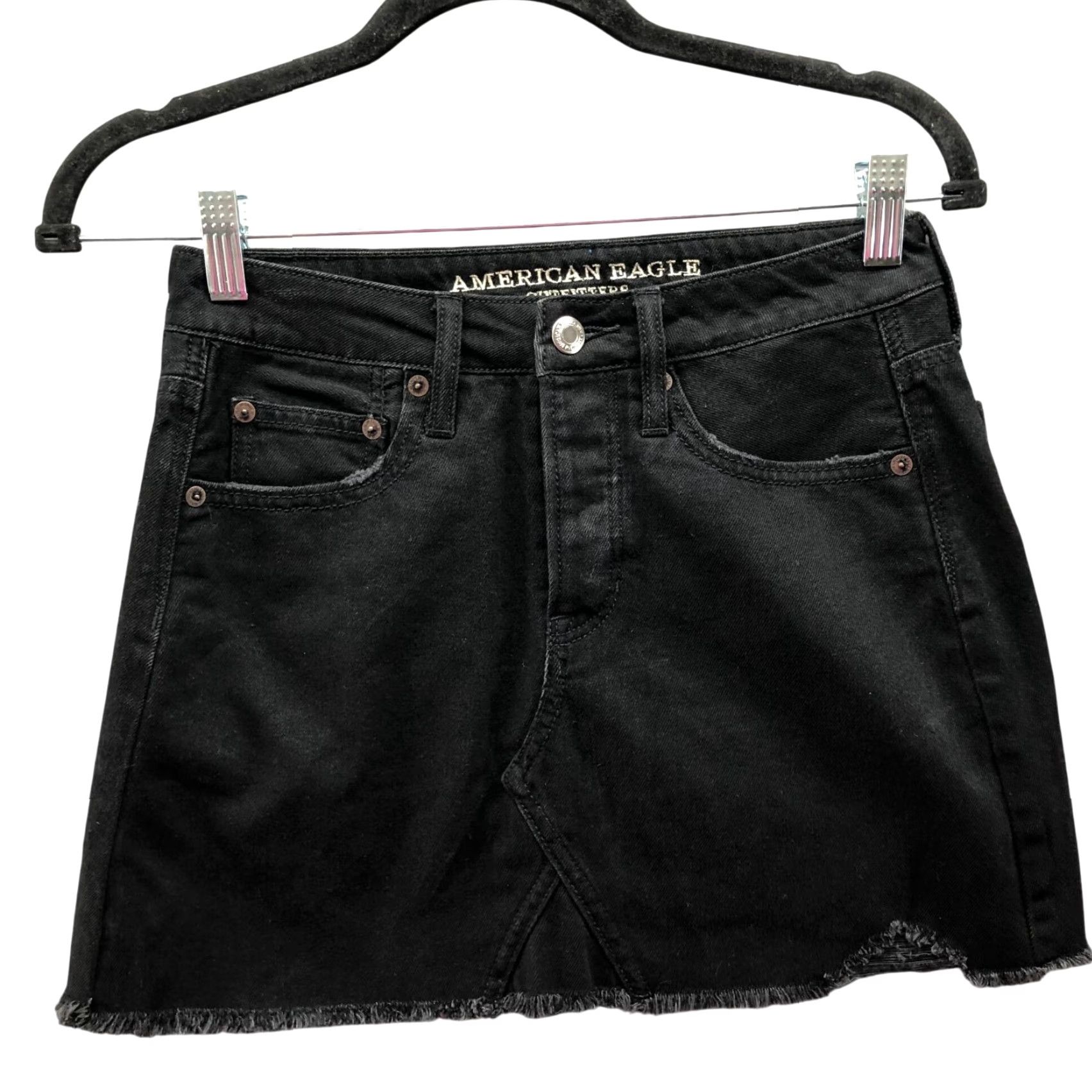 American Eagle Outfitters American Eagle Outfitters Skirt Mini Denim Black Size 4 Short Vintage? No - keep Original Size 27" / US 4 / IT 40 - 2 Thumbnail