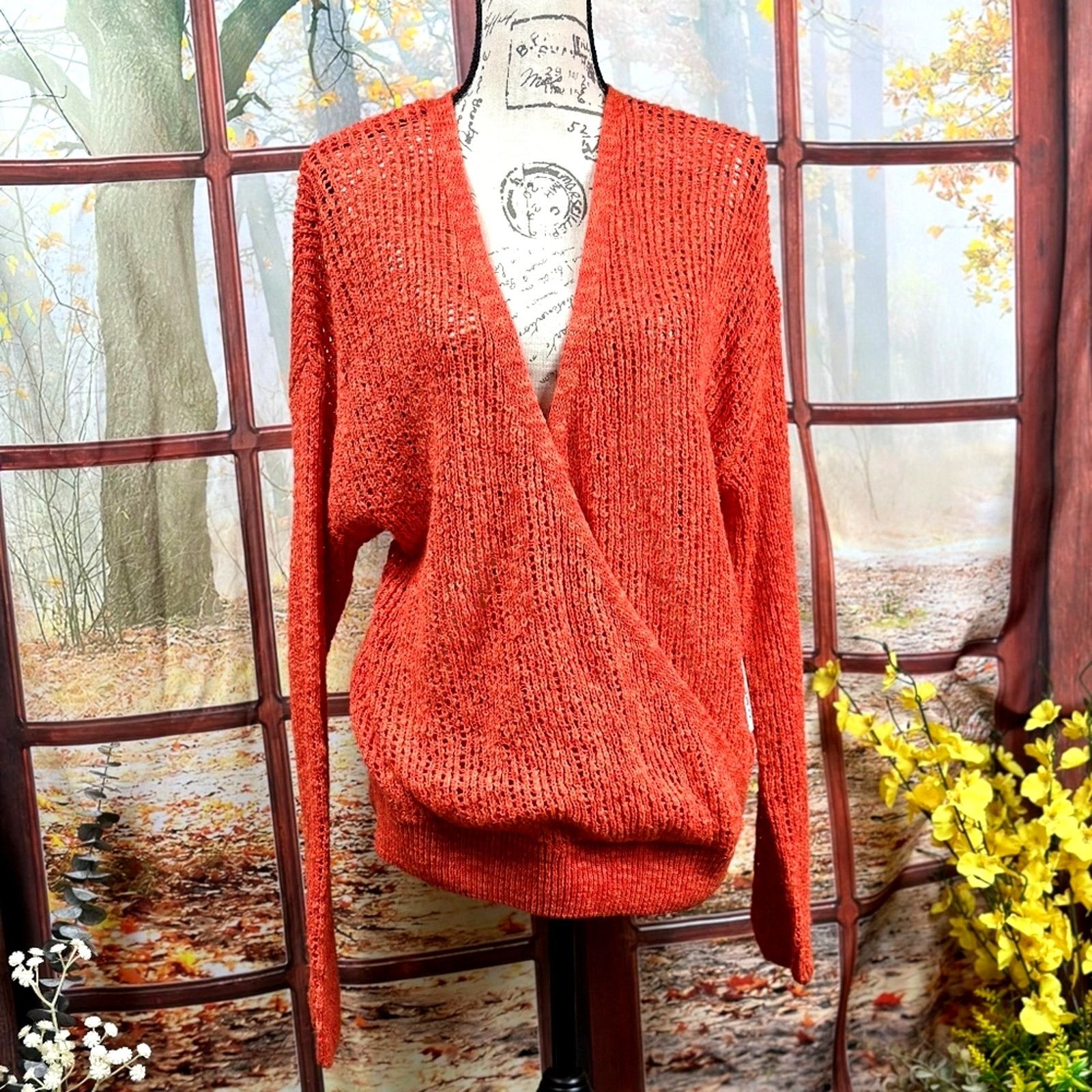 Billabong Billabong Sweet Bliss Loose Knit Wrap Sweater Red Orange L Size L / US 10 / IT 46 - 4 Thumbnail