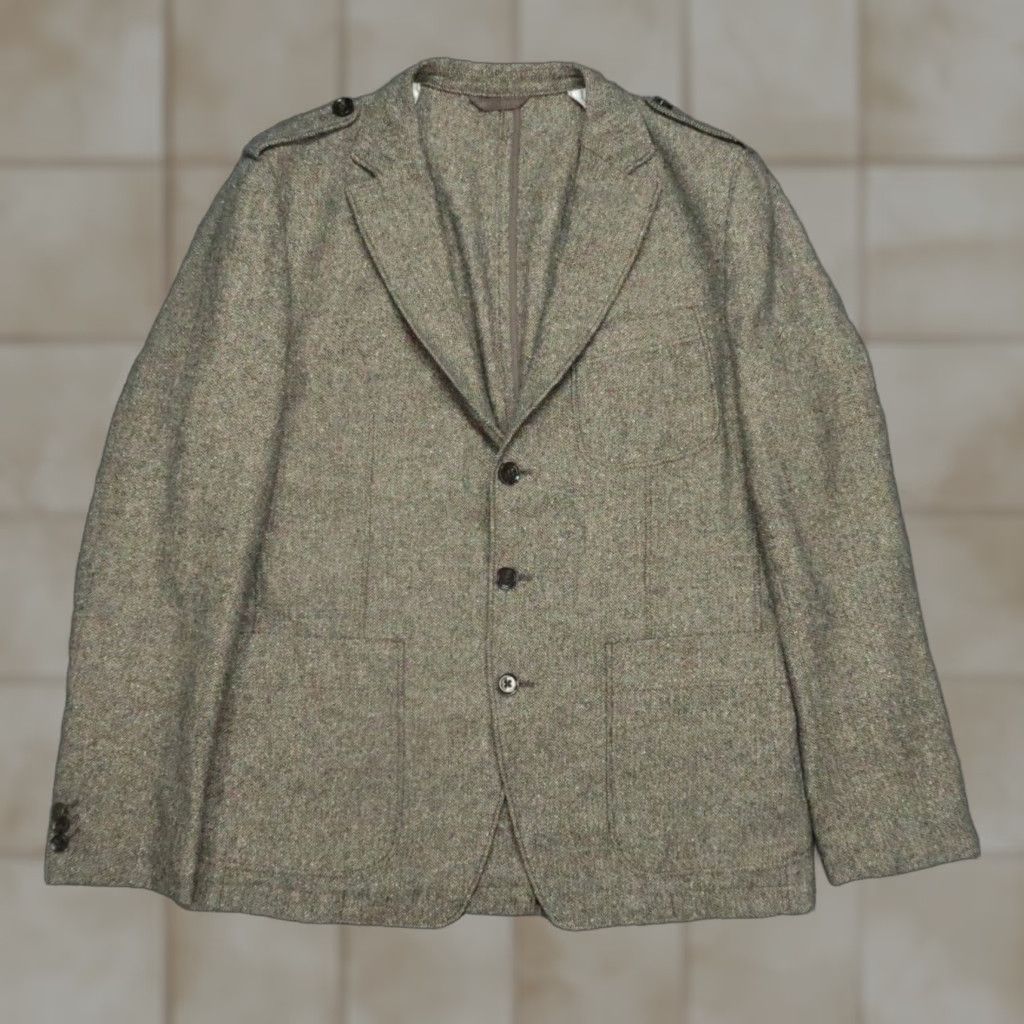 Hugo Boss Hugo Boss Blazer Mens 42R Brown Wool Silk Herringbone Sport Coat Jacket Mens Regular Three-Button Notch Lapel Single-Breasted 2 Piece Vintage: No Size 42R - 1 Thumbnail