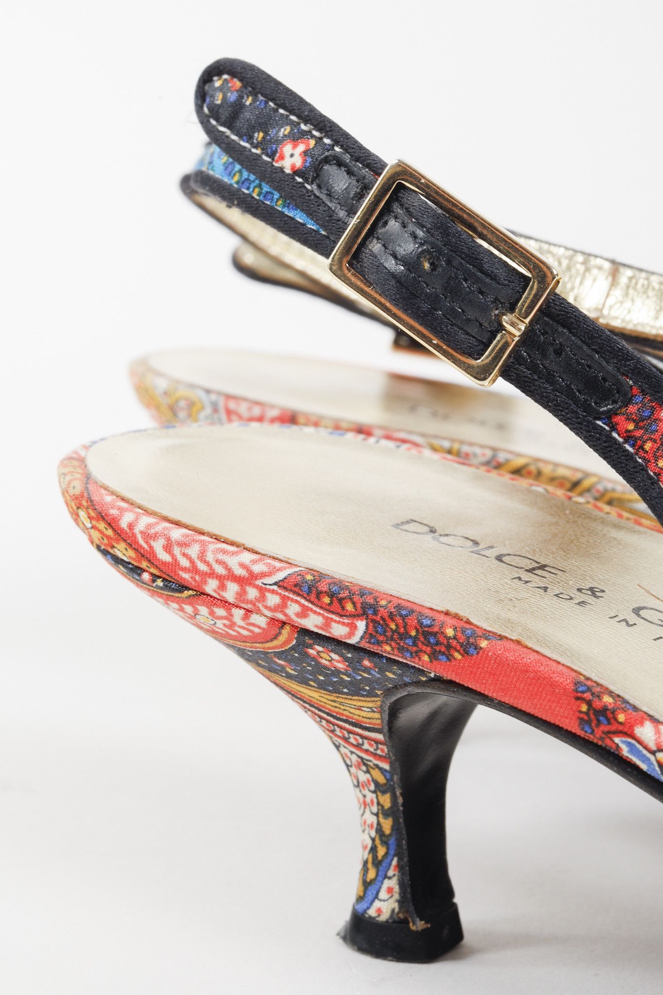 Dolce & Gabbana Patchwork Print Cameo Slingback Heels