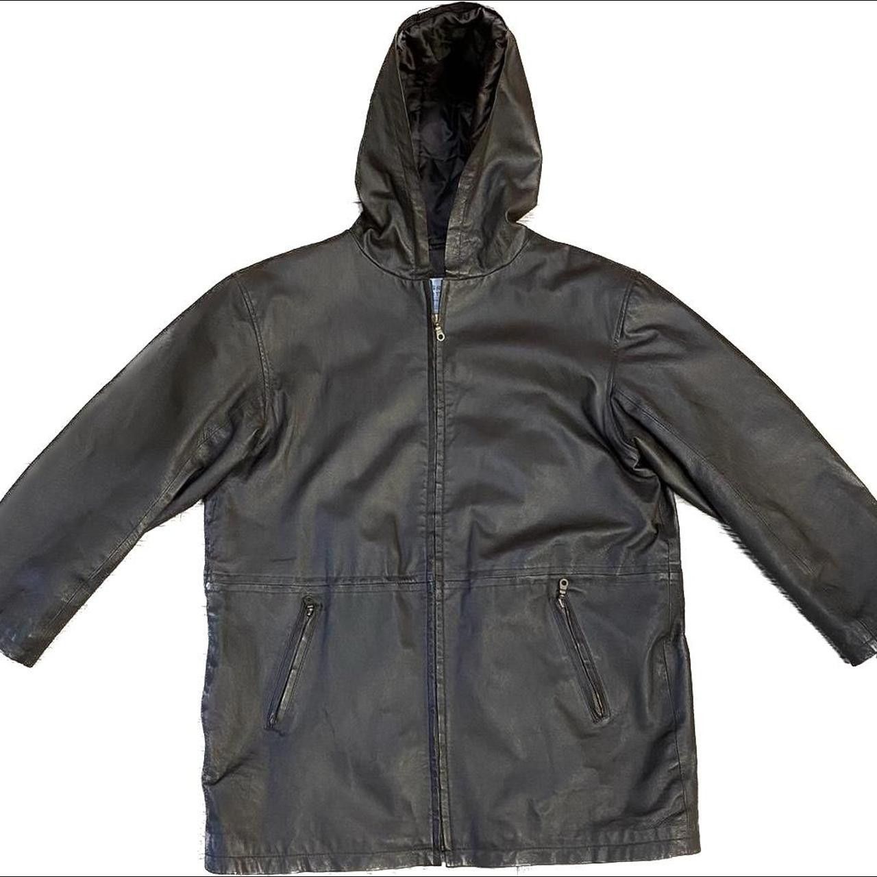 Image of Genuine Leather x Great Northwest Men' XL Jacket Leather Coat Hooded in Brown, Men's