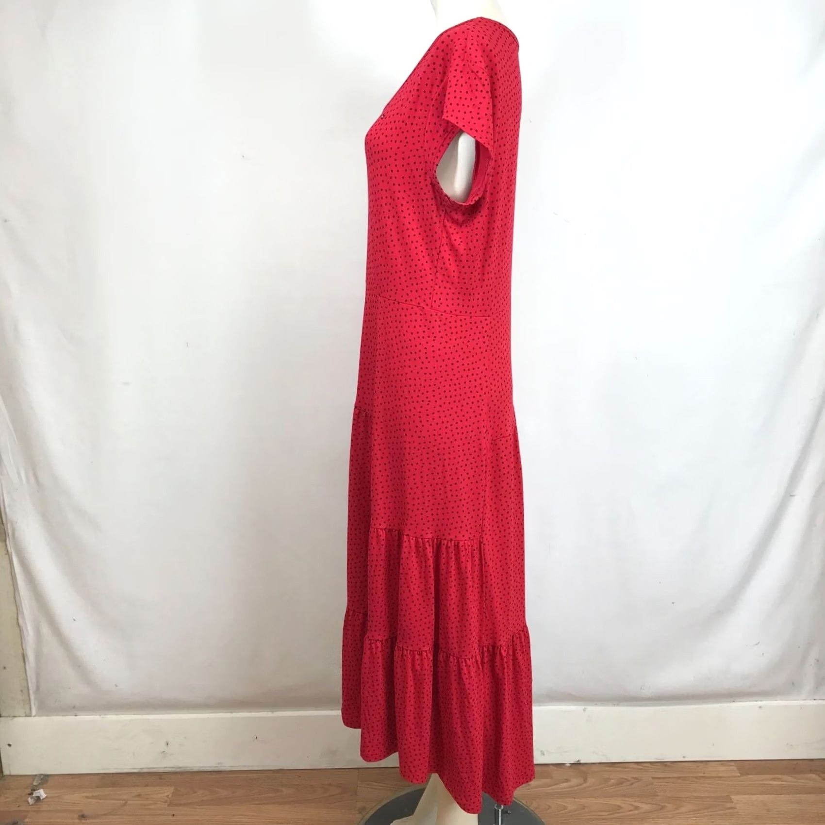 Tommy Hilfiger TOMMY HILFIGER Womens M Red Short Sleeve Ruffle Layered Midi Maxi Dress Size 32" / US 10 / IT 46 - 7 Thumbnail