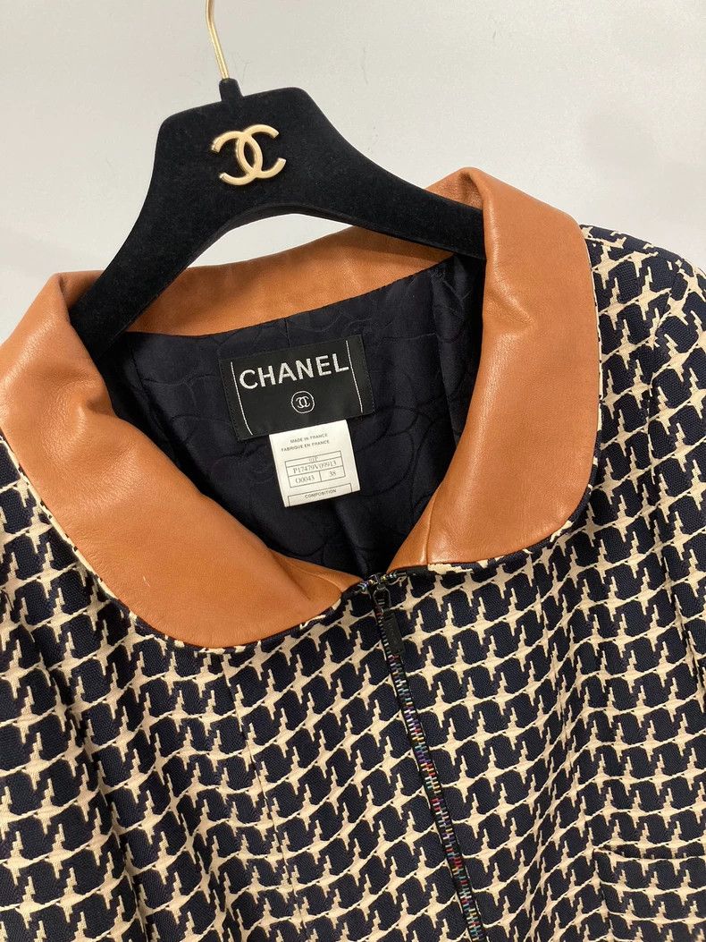 Chanel Chanel Thousand-bird plaid leather collar chain coat Size XS / US 0-2 / IT 36-38 - 2 Thumbnail