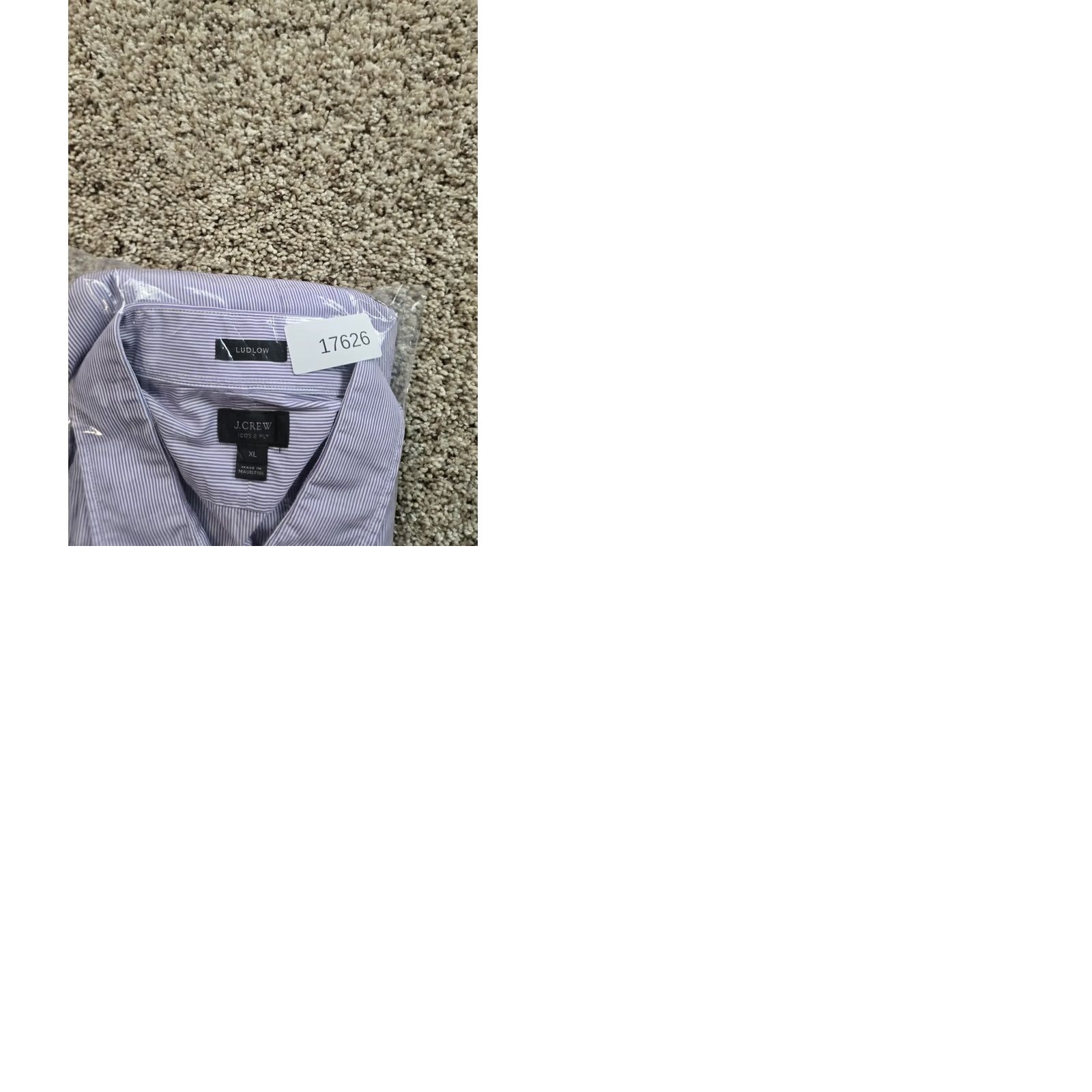 J.Crew J.CREW Ludlow Dress Shirt Mens XL Purple Stripe Cotton Long Sleeve Shirt Size 46R - 9 Thumbnail