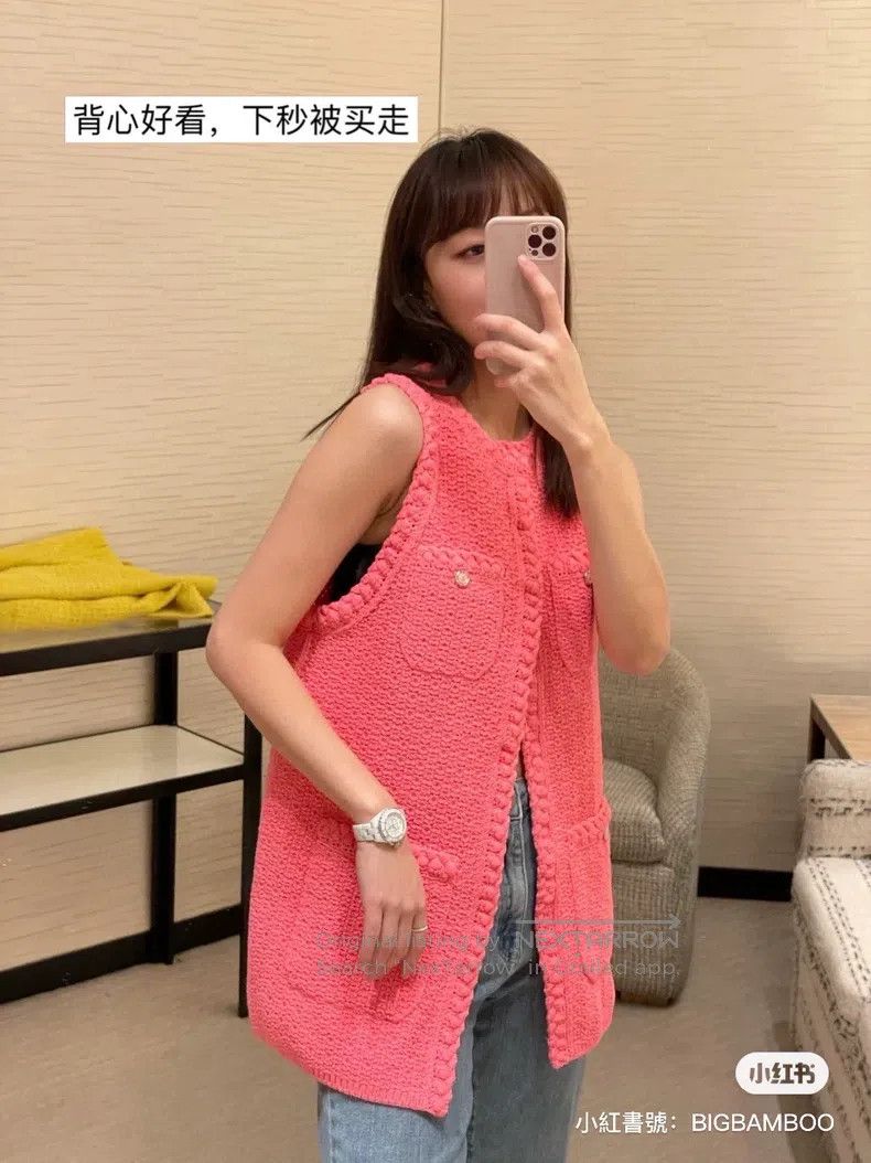 Chanel Chanel Watermelon red knitted vest Size XS / US 0-2 / IT 36-38 - 6 Thumbnail