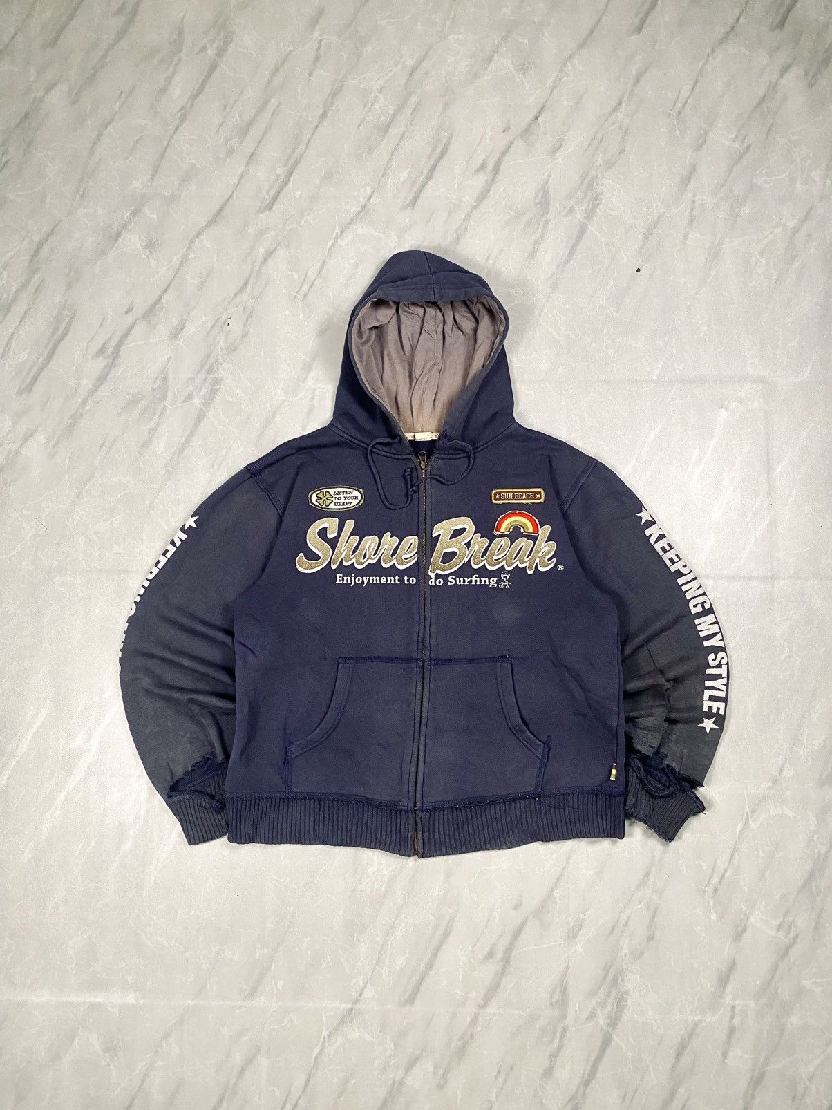 Vintage y2k Shore Break Japanese Surf Distressed Pullover