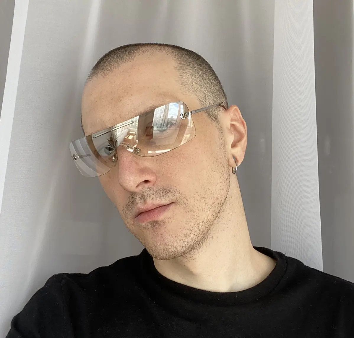 Chanel 🔴 CHANEL Sunglasses 4080 Rimless Visor Shield Logo CC Size ONE SIZE - 4 Thumbnail