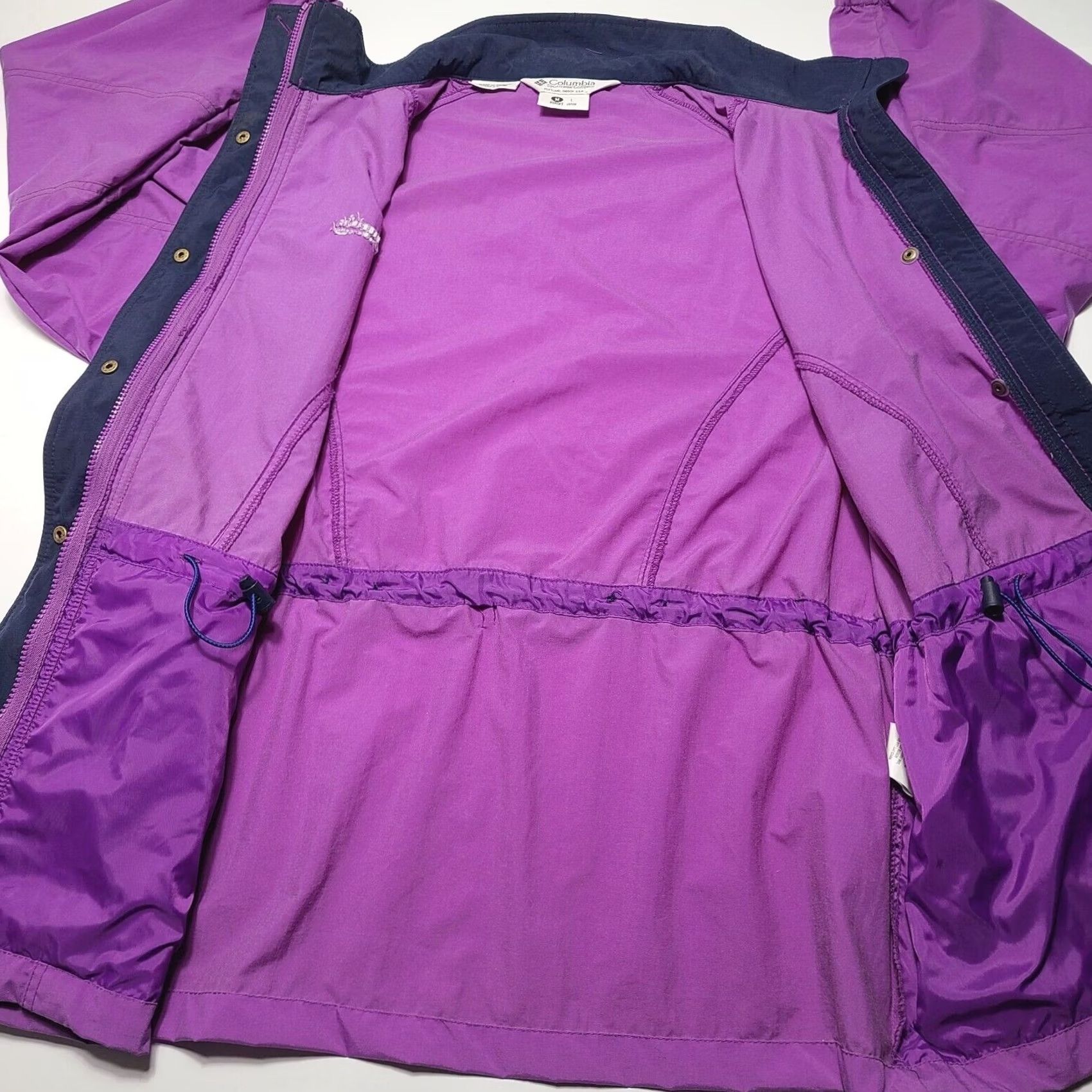 Vintage VINTAGE Columbia Jacket Womens Medium Purple Full Zip 90's Windbreaker Hooded Pockets Solid Size M / US 6-8 / IT 42-44 - 3 Thumbnail