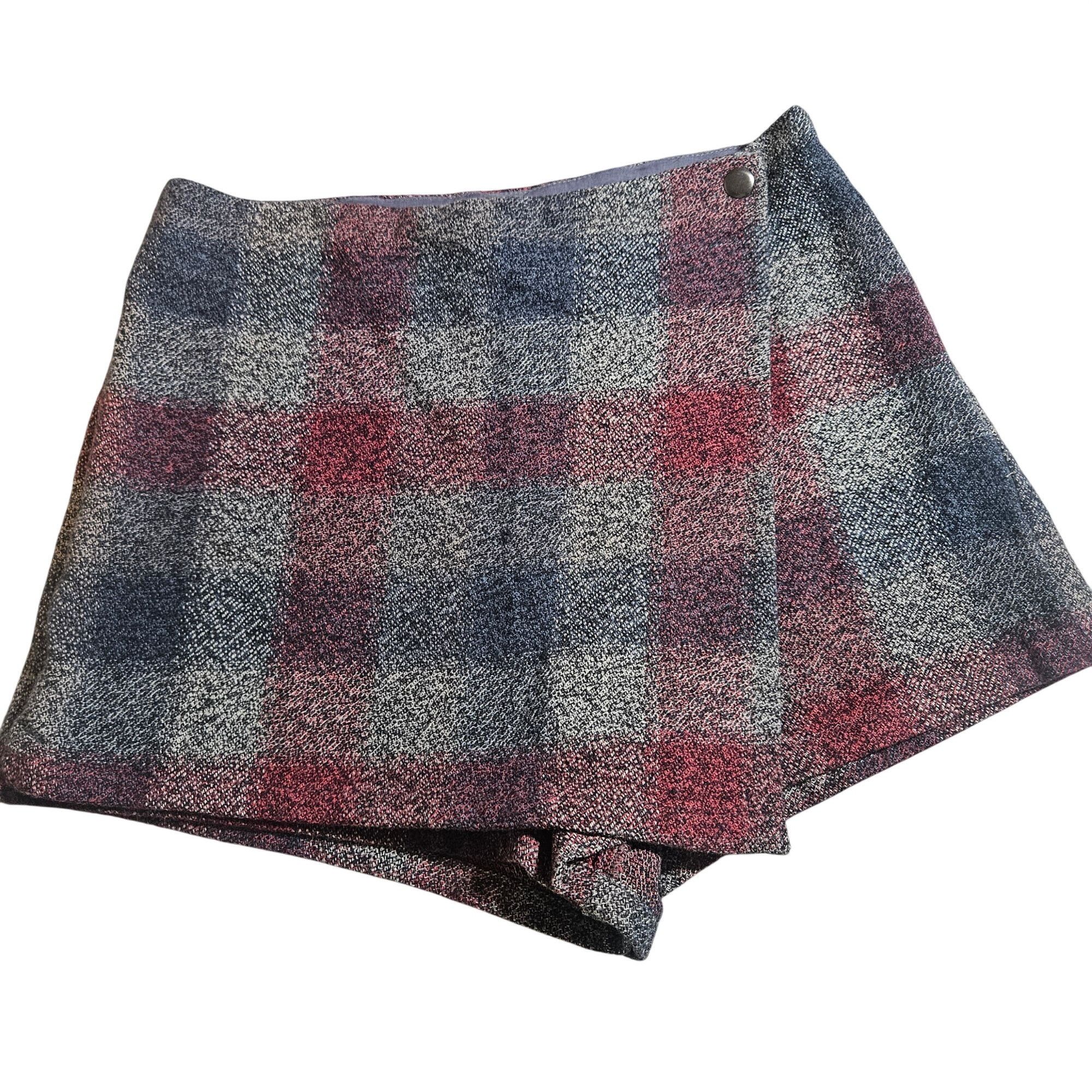 Free People Free People Women’s Plaid Tweed Wrap Shorts 8 Red Blue Indie Size 30" / US 8 / IT 44 - 2 Thumbnail