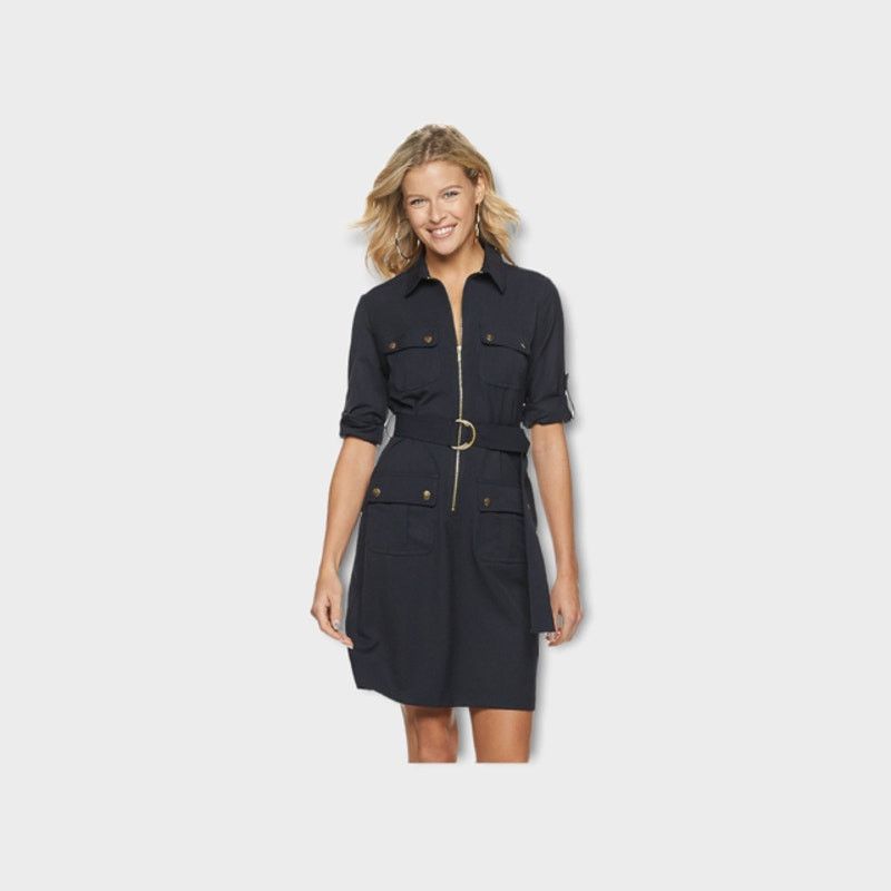 Nordstrom Sharagano | Women's Zip-Front Shirt Dress | Size 6 Size M / US 6-8 / IT 42-44 - 1 Thumbnail