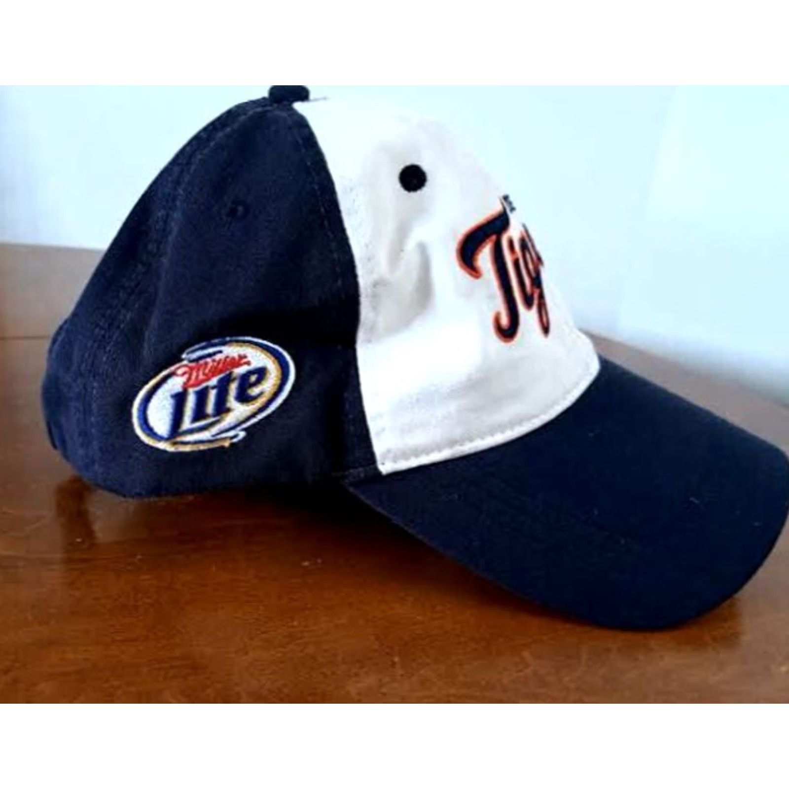 Vintage Detroit Tigers Miller Lite Hat Adjustable Size Strap Otto EUC Baseball Cap Men Blue & White Cotton Sports Size ONE SIZE - 2 Thumbnail