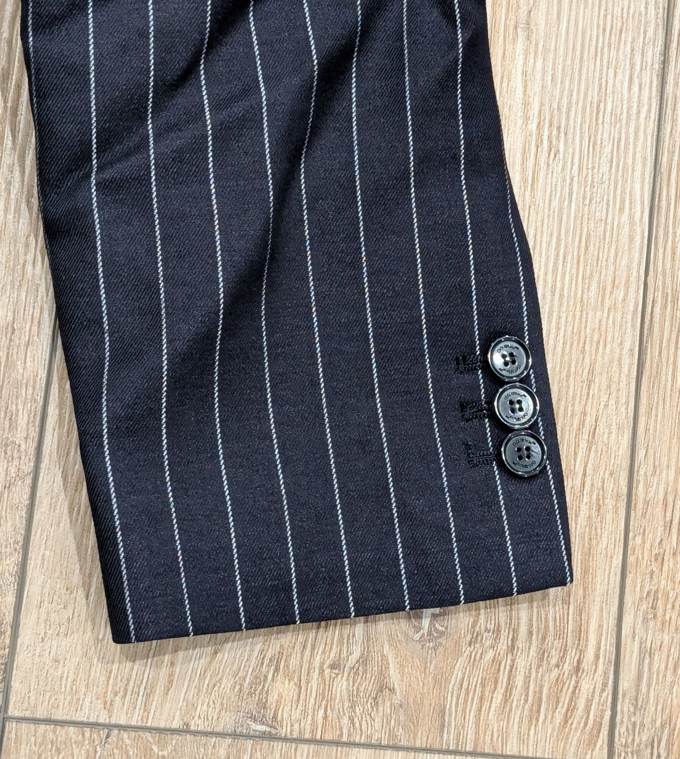 Off-White OFF-WHITE Buffalo 23 Pinstripe Wool Sport Coat Navy 52 US 42 Size 42R - 6 Thumbnail