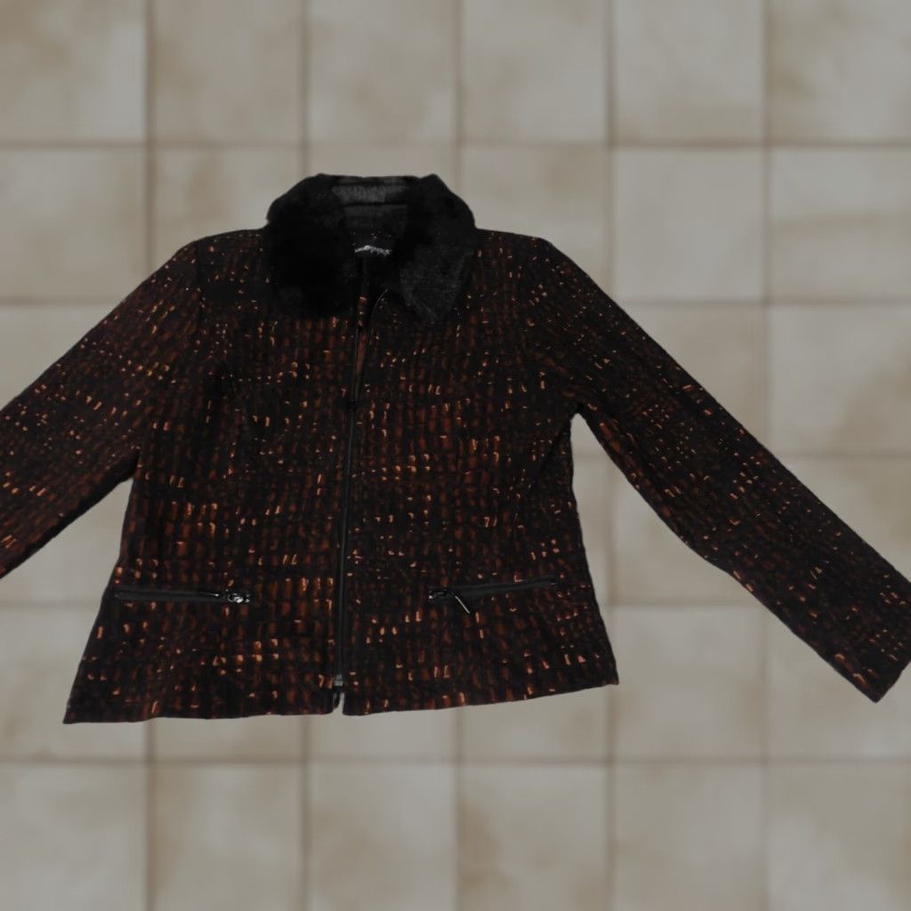 Vintage Sag Harbor Jacket Women 8P Petite Brown Full Zip Lace Plaid Mid-Length Casual Fall Spring Winter Basic Jacket Mens Womens Girls Boys Size M / US 6-8 / IT 42-44 - 1 Thumbnail