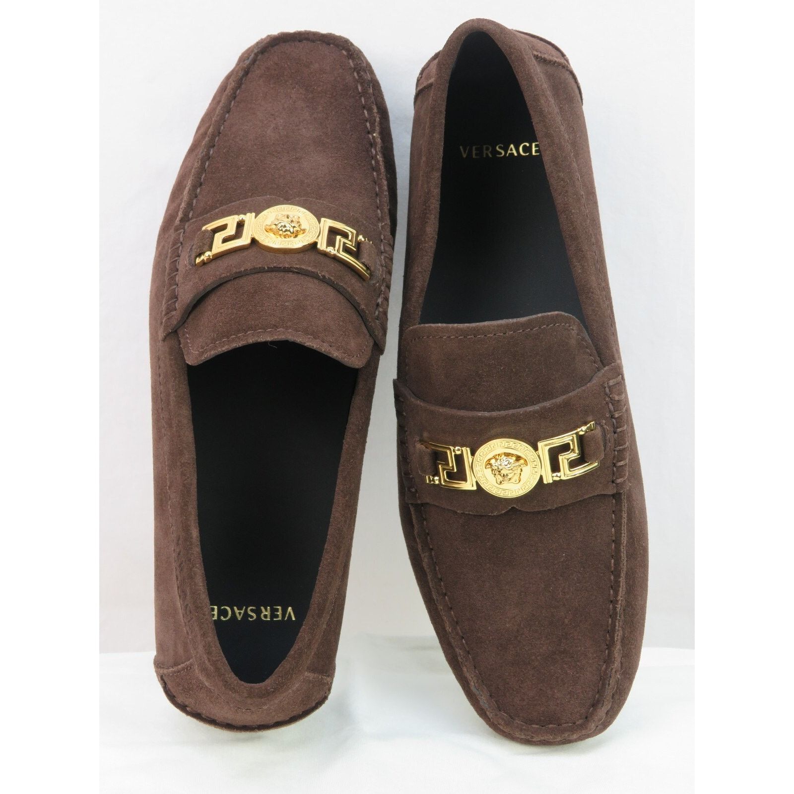 Versace NIB VERSACE BROWN SUEDE GOLD MEDUSA HEAD LOGO LOAFERS 43 10 Size US 10 / EU 43 - 8 Thumbnail