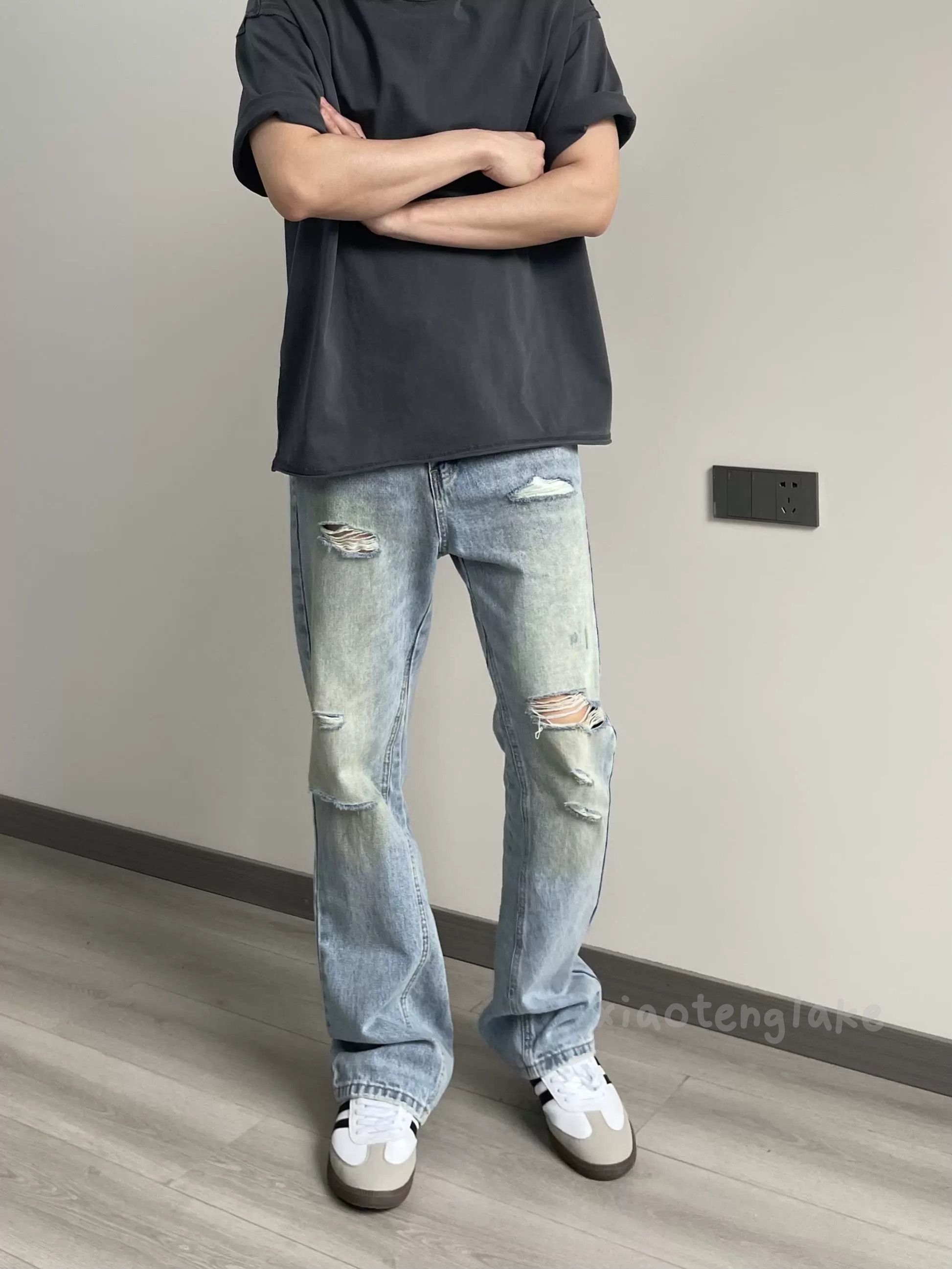 Designer × Japanese Brand × Vintage ripped faded paint flared damaged pants Size US 30 / EU 46 - 1 Thumbnail