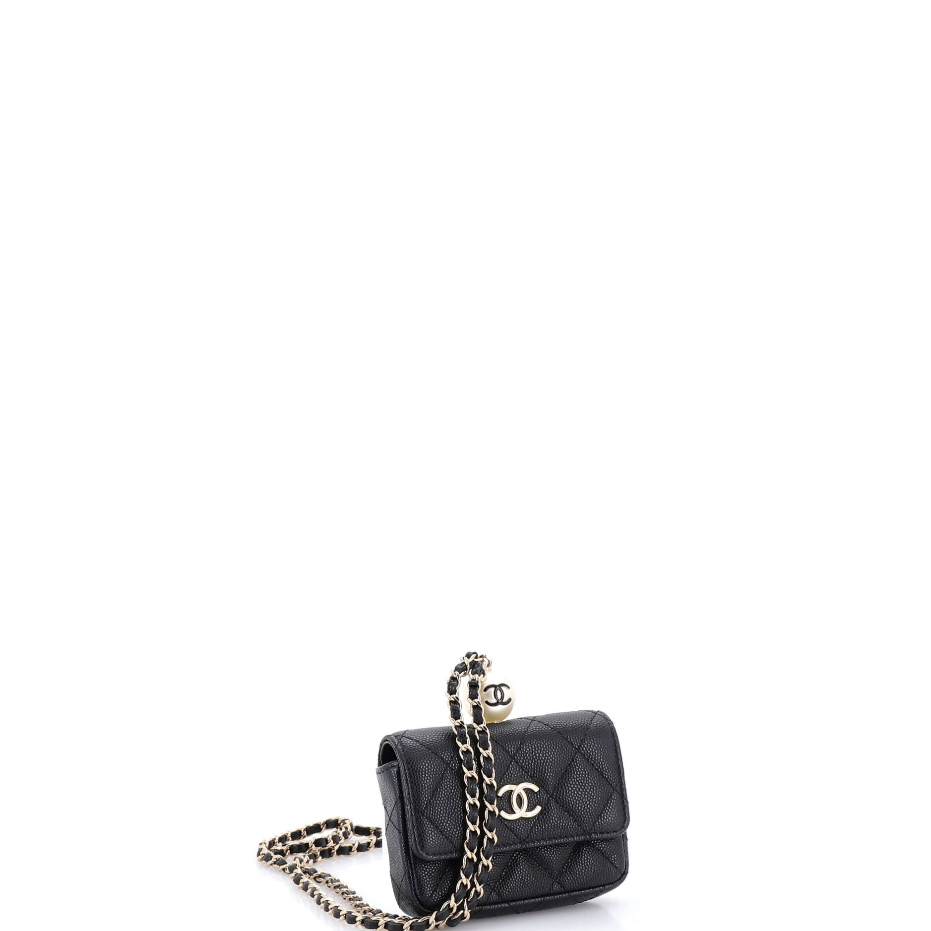 Chanel CC Pearl Coin Card Holder with Chain Quilted Caviar Size ONE SIZE - 1 Thumbnail