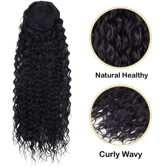 Other 22 Inches Synthetic Long Curly Black Hair Extension Size ONE SIZE - 2 Thumbnail