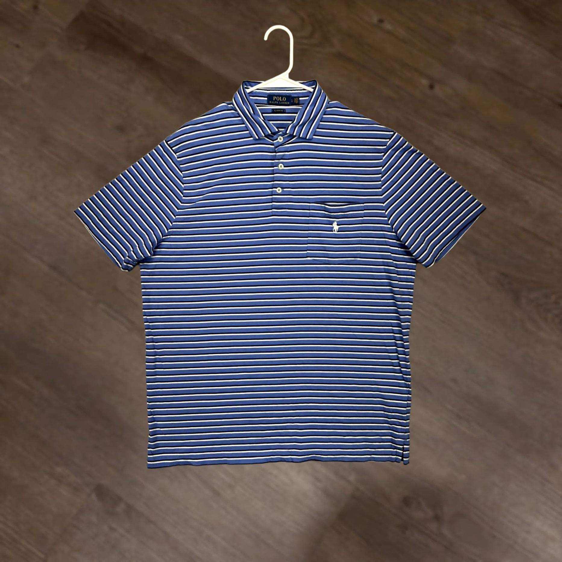 Polo Ralph Lauren Polo Ralph Lauren Shirt Adult Large Blue Striped Polo Classic Fit Pony Rugby Men Size US L / EU 52-54 / 3 - 1 Thumbnail