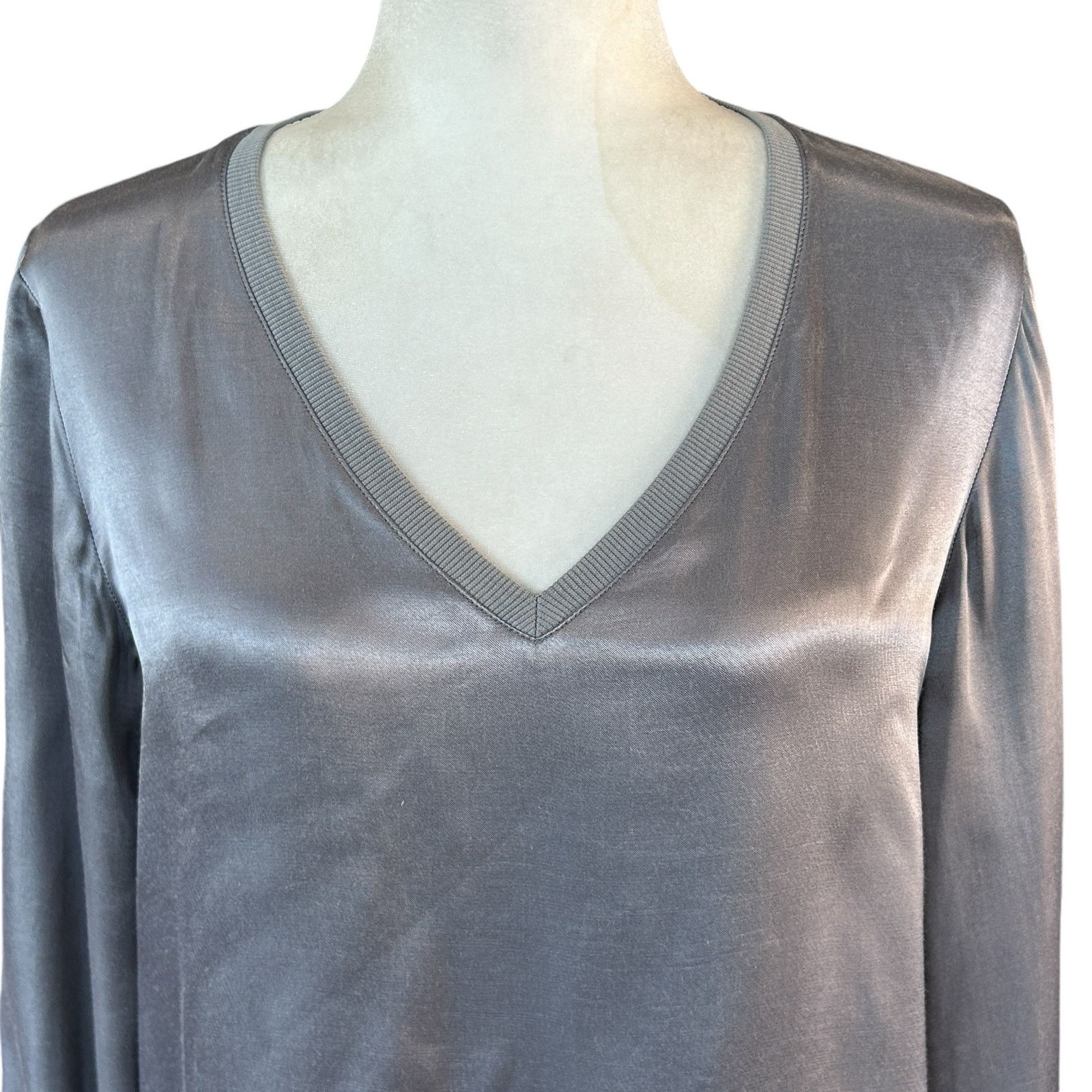 Nation LTD Nation Ltd. Ayra Blouse Satin Top Med Gray Minimalist Party Size M / US 6-8 / IT 42-44 - 3 Thumbnail