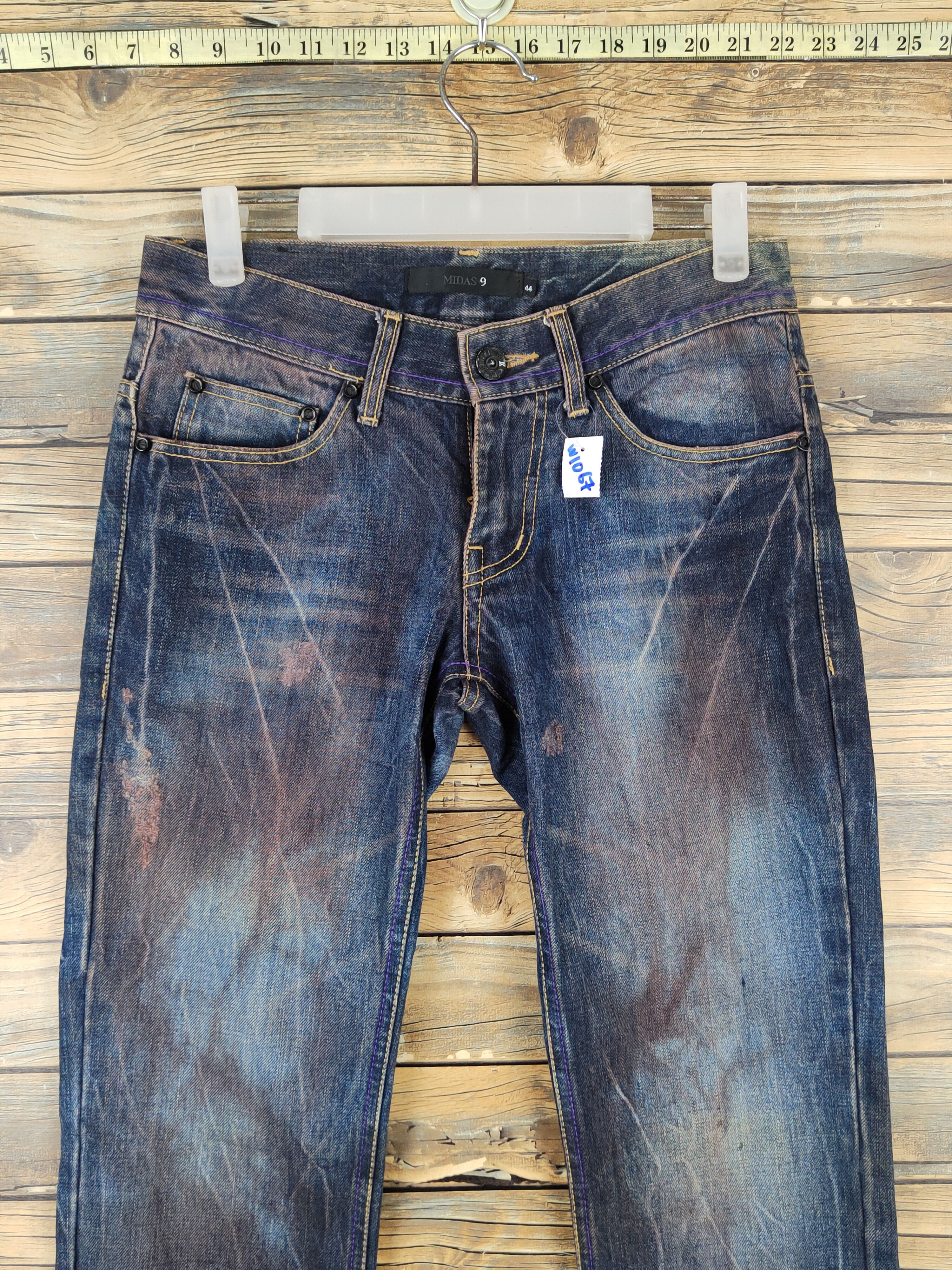 Japanese Brand Midas 9 Dark Blue thunder Distressed Ripped Jeans #W1067 Size 30" / US 8 / IT 44 - 2 Thumbnail