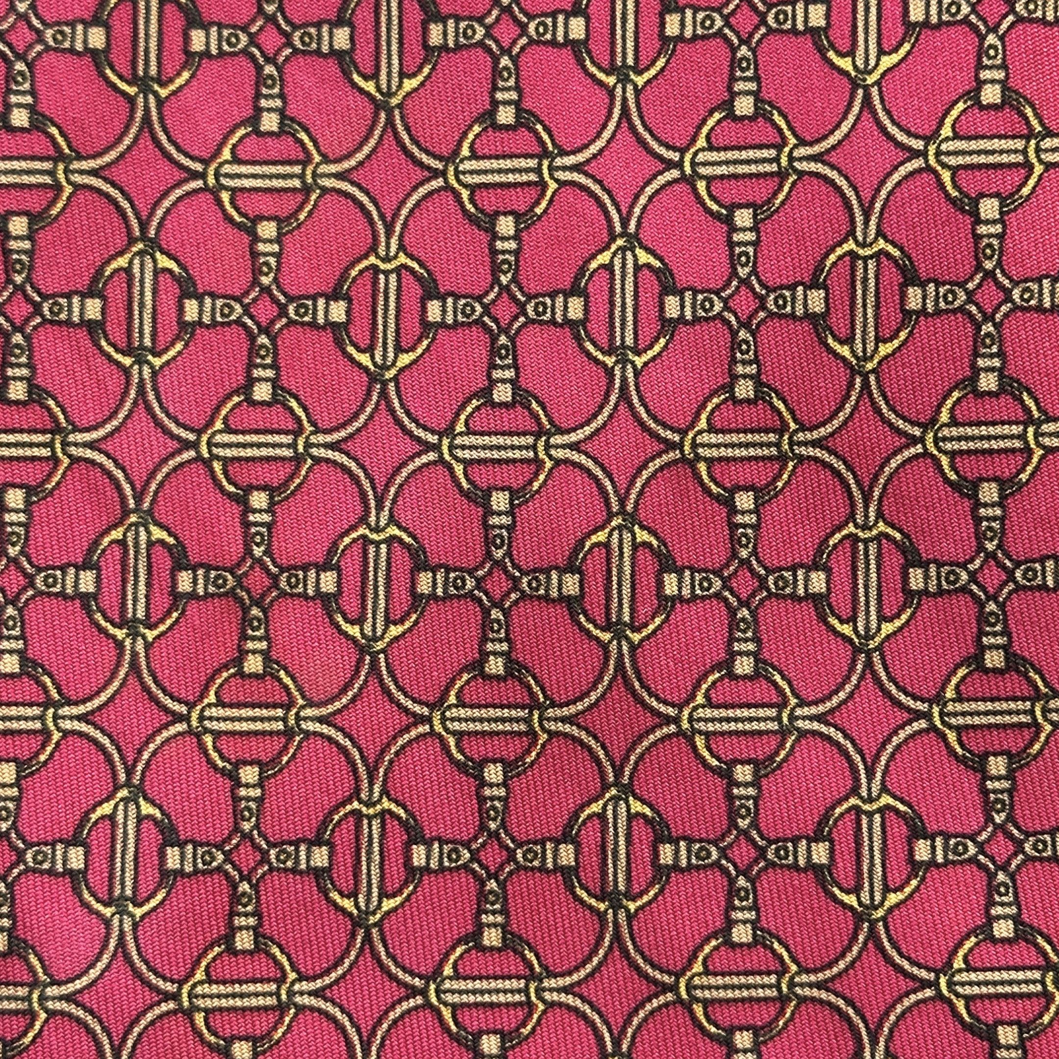 Hermes Tie Silk Geometric Yellow Pattern on Pink Size ONE SIZE - 5 Thumbnail