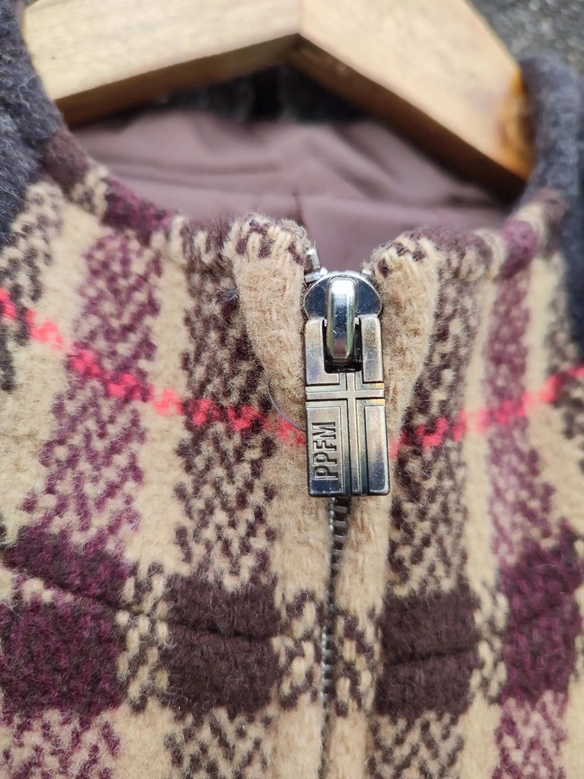 Japanese Brand × PPFM × Vintage PPFM Hooded Wool Coat with Plaid Panel – Japan Exclusive Size US M / EU 48-50 / 2 - 7 Thumbnail