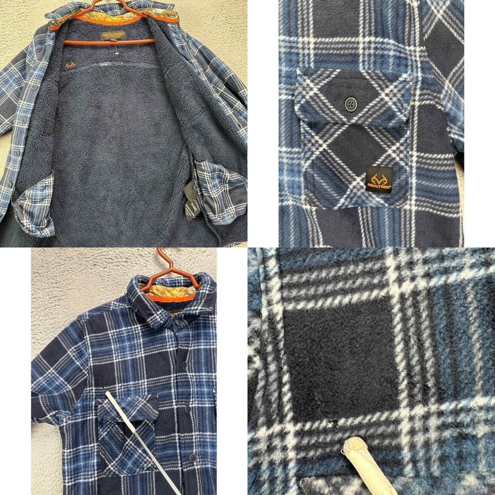 Realtree VINTAGE Realtree Flannel Shacket Jacket Blue Mens Small Fleece Lined Flap Pocket NEW Size US S / EU 44-46 / 1 - 8 Thumbnail