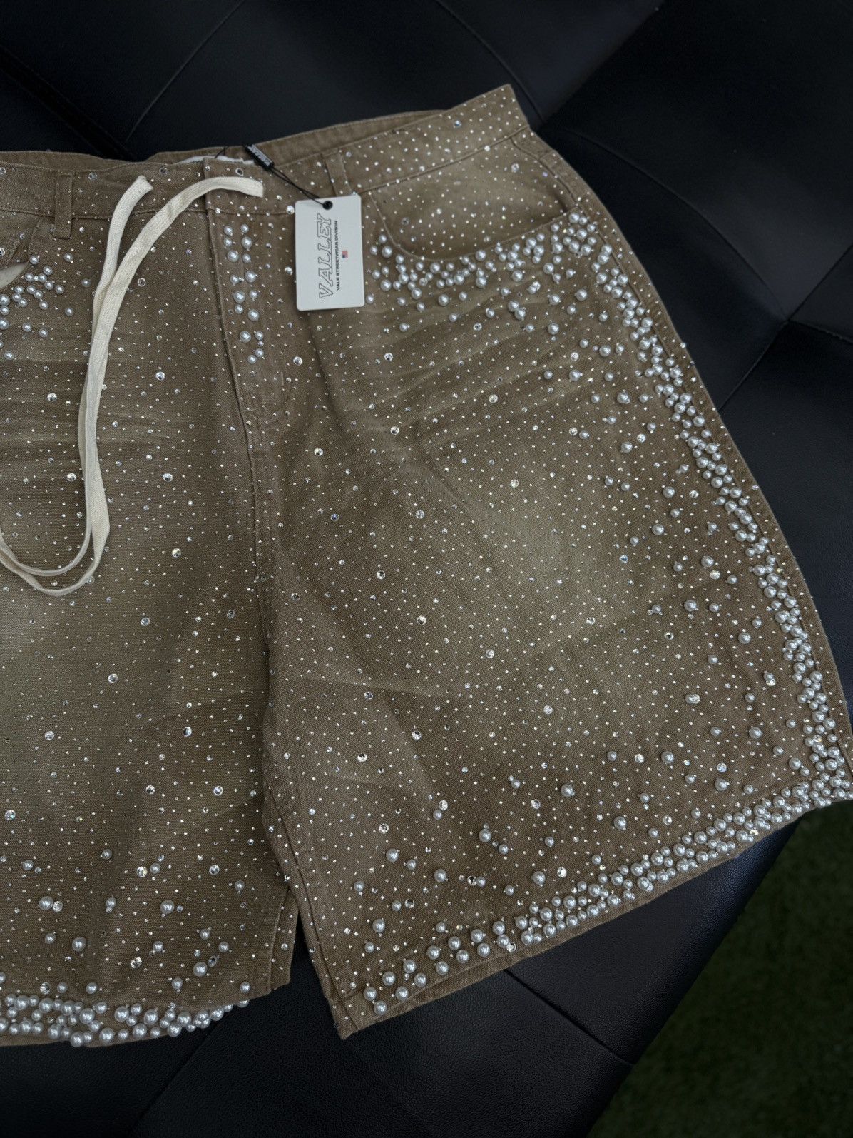 Vale Valley Rhinestone Crystal Shorts Denim Tan Size 36 Size US 36 / EU 52 - 3 Thumbnail