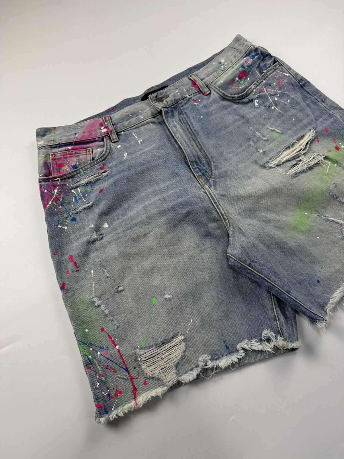 Amiri Amiri S/S'19 Distressed Paint Splatter Denim Short Size US 38 / EU 54 - 4 Thumbnail
