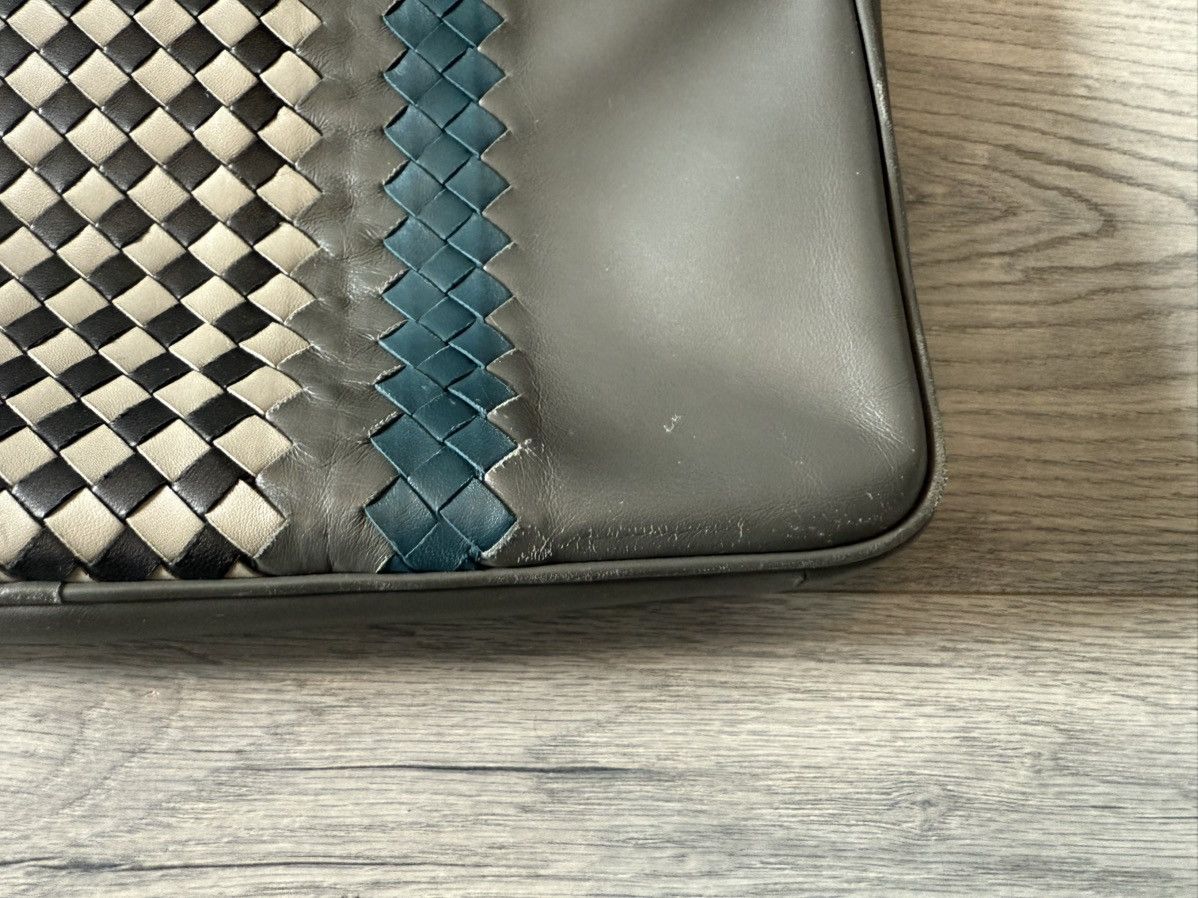 Bottega Veneta Intrecciato Leather Laptop Briefcase Bag in Grey & Teal Size ONE SIZE - 7 Thumbnail