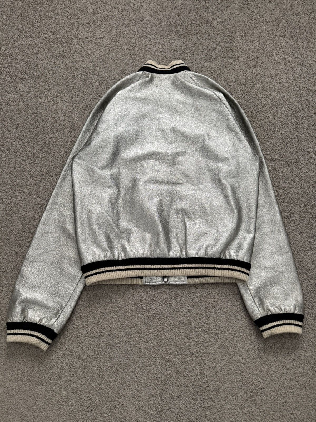 Saint Laurent Paris SS14 Saint Laurent Hedi Slimane Silver Varsity Teddy Jacket Size US S / EU 44-46 / 1 - 9 Thumbnail