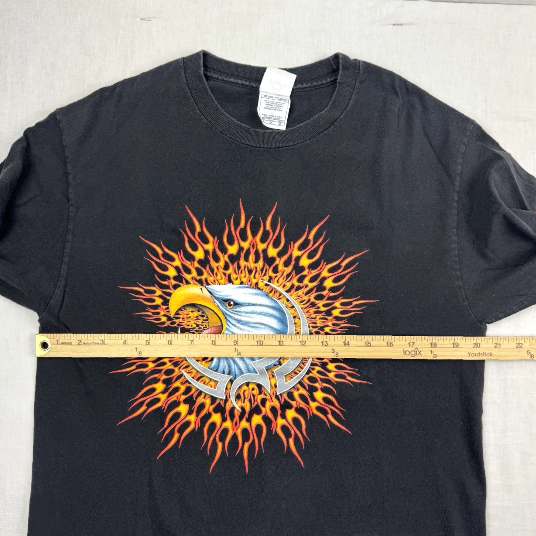 Vintage VINTAGE Alstyle Apparel & Activewear Biker Eagle Flames Long Sleeve Shirt Mens L Black 90s Y2K Graphic Print Crew Neck Band Vintage Biker Rally Punk Size US L / EU 52-54 / 3 - 7 Thumbnail